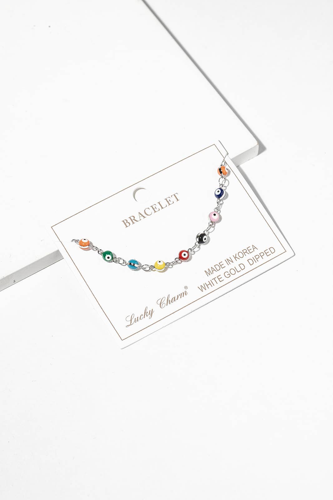 Multi-Color Enamel Evil Eye Station Bracelet