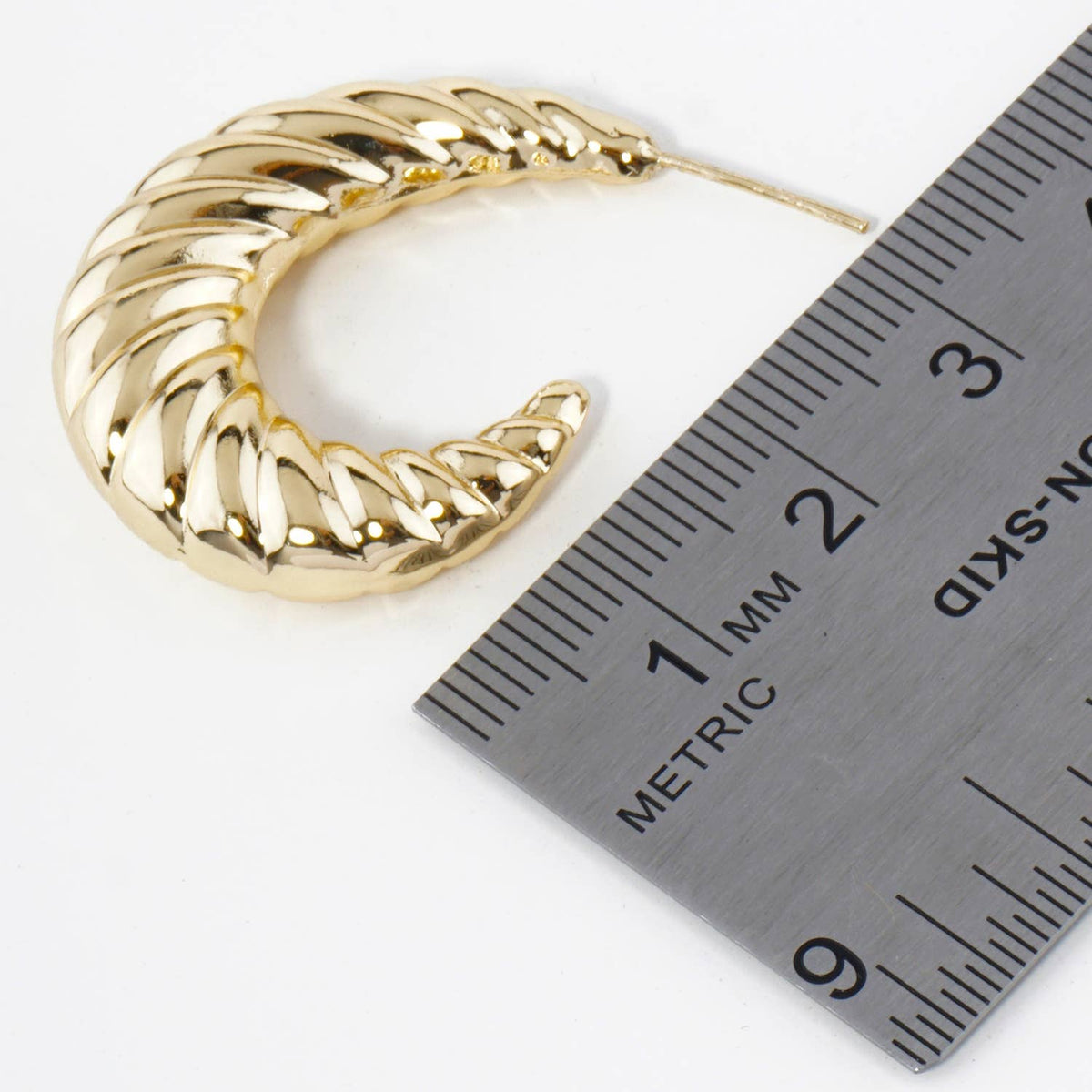 30mm Hollow Croissant Hoop Earrings / 18K Gold Dipped