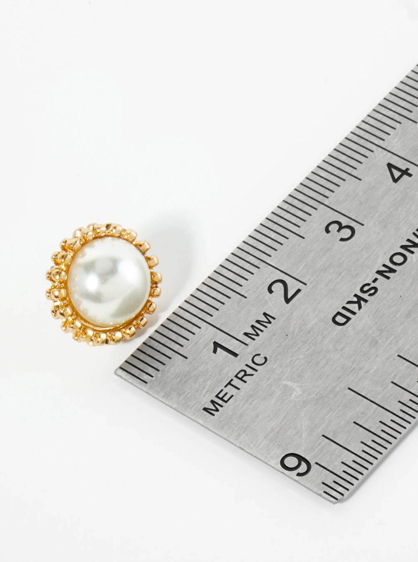 13mm Round Pearl Button Stud Earrings