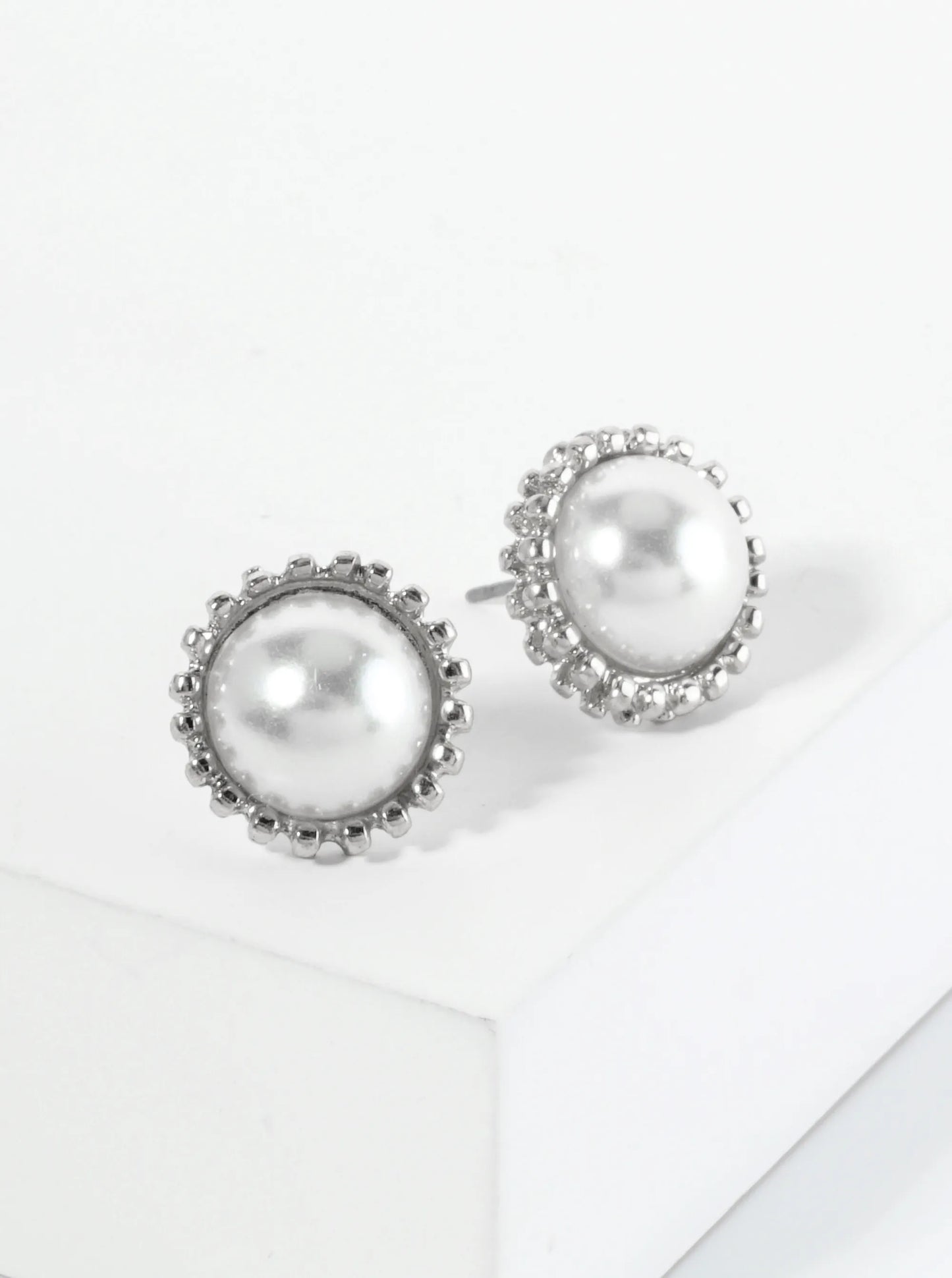 13mm Round Pearl Button Stud Earrings
