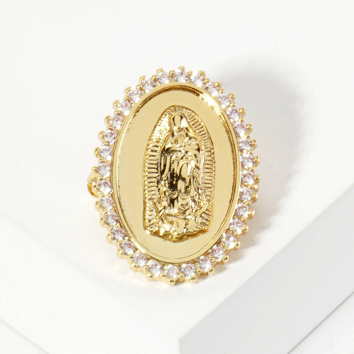 Pave-Detailing-on-the-Edges Virgin-Mary Brooch