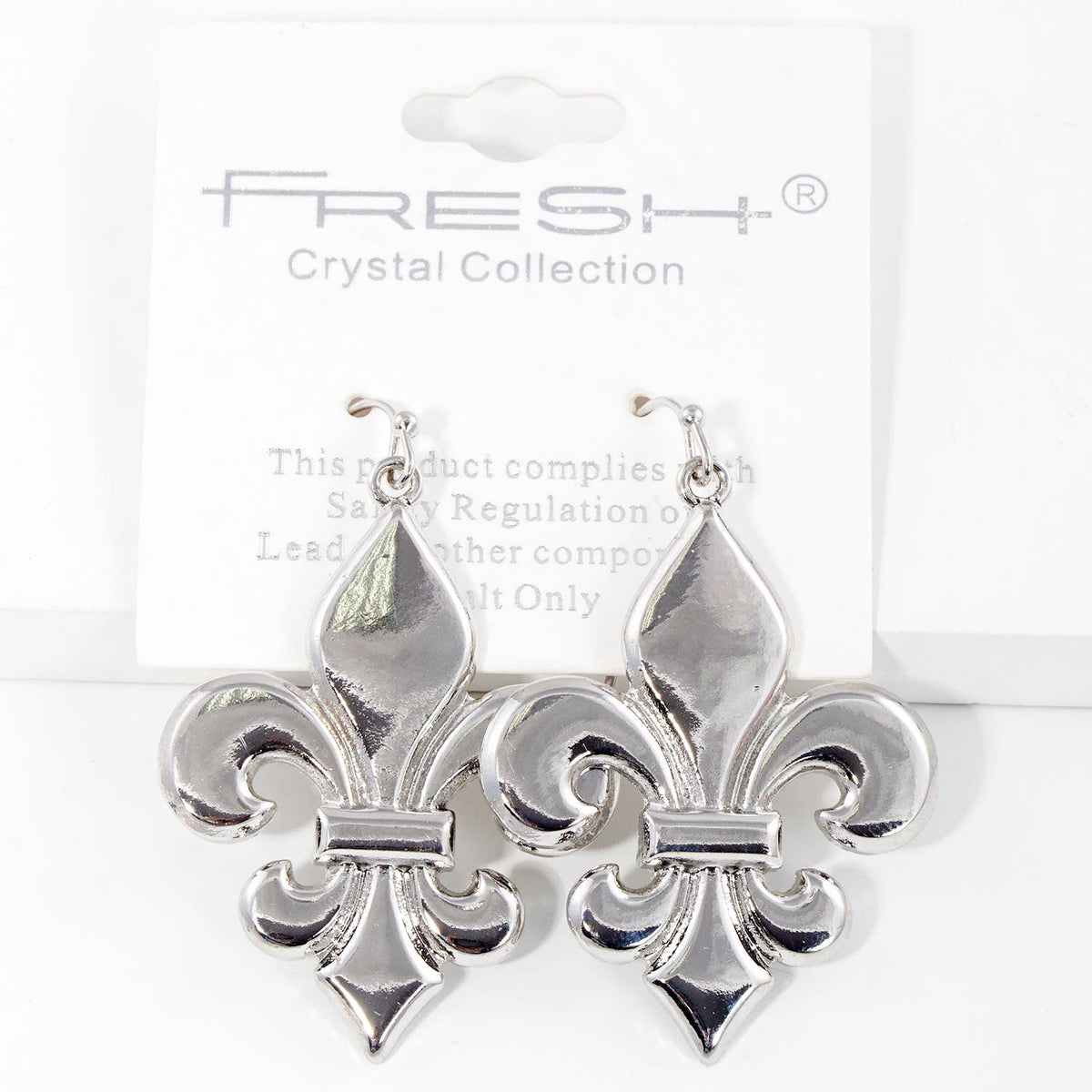 Gold Plated Bold Fleur De Lis Dangle Earrings