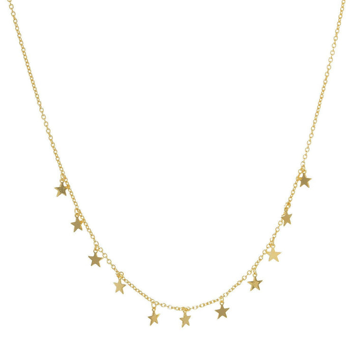 Gold Plated Chain w/ Dangling Stars Necklace