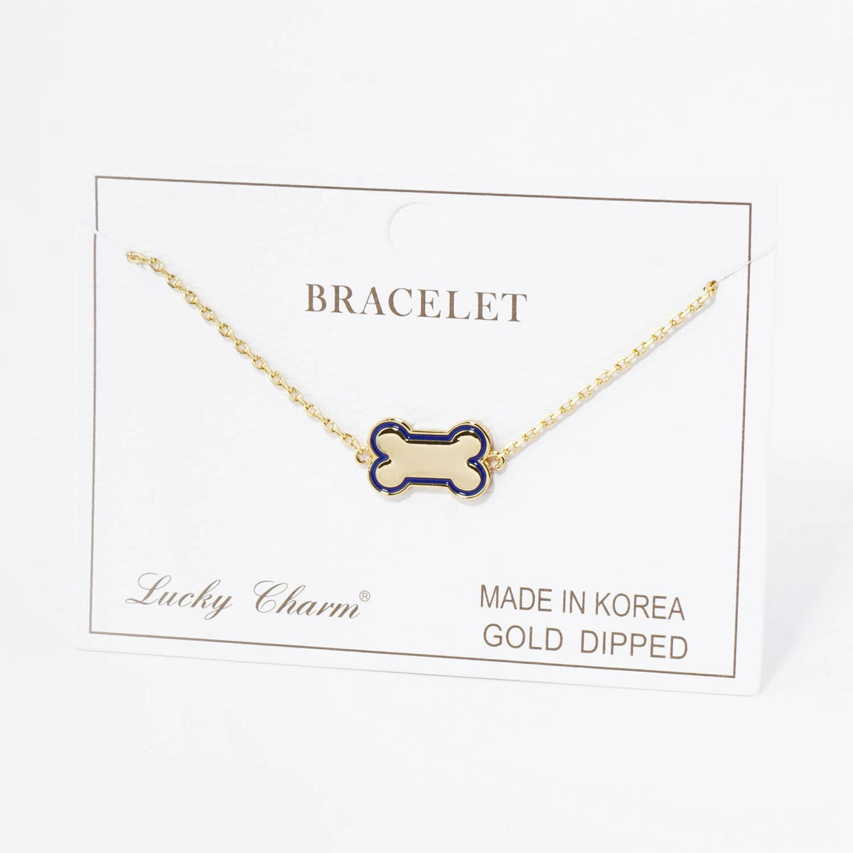 Gold Dipped Enamel Dog Bone Charm Bracelet