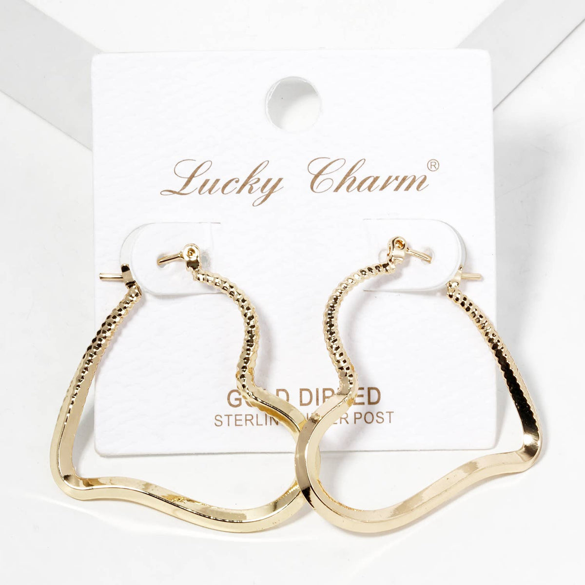 Textured Open Heart Hoop Earrings