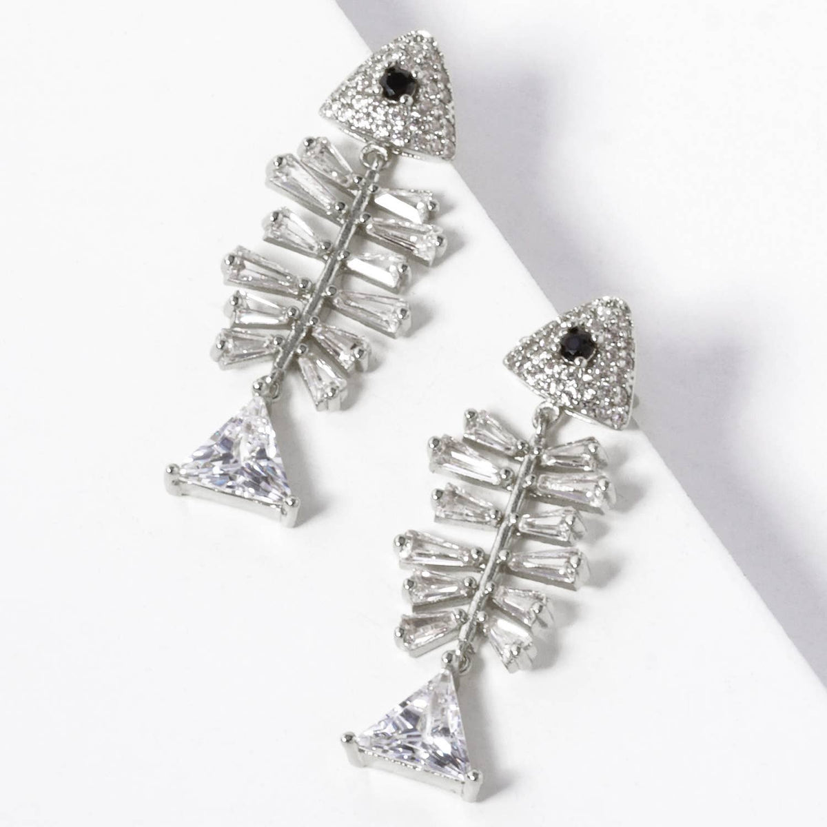 Sparkle Fish Bone Dangle Earrings