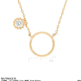 Twisted Circle and CZ Crystal Solitaire Pendant Necklace