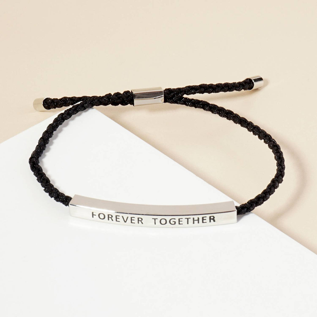 Inspirational Messages Forever Together Tube Bar Bracelet