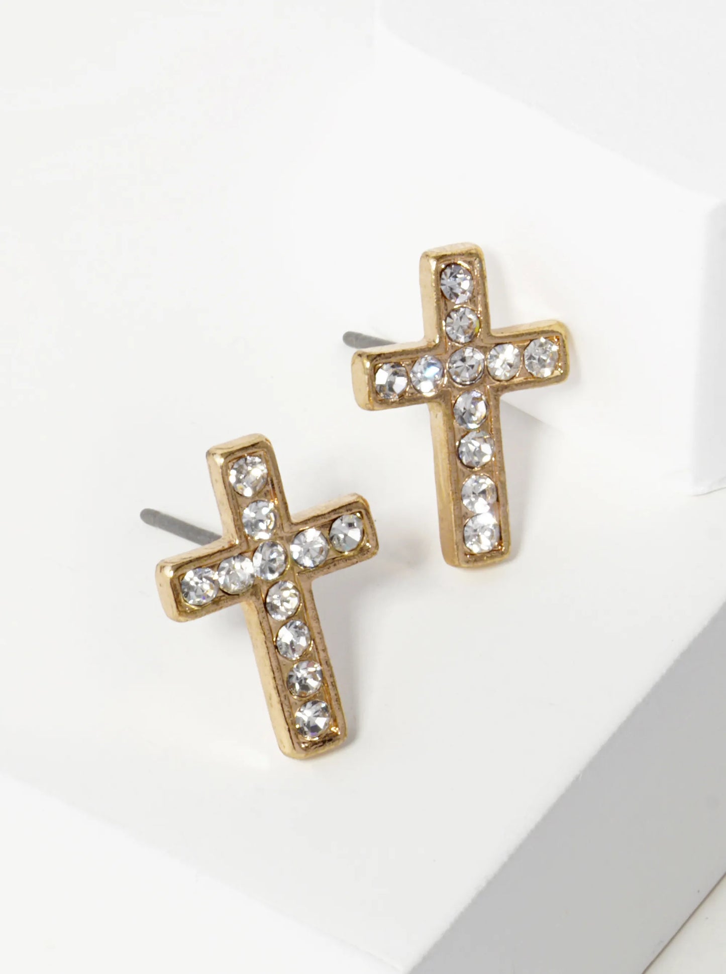 16mm Crystal Pave Cross Stud Earrings