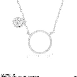Twisted Circle and CZ Crystal Solitaire Pendant Necklace