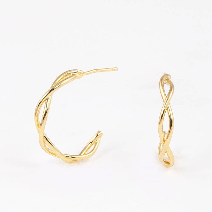 Gold Plated Double Twist Hoop Earrings