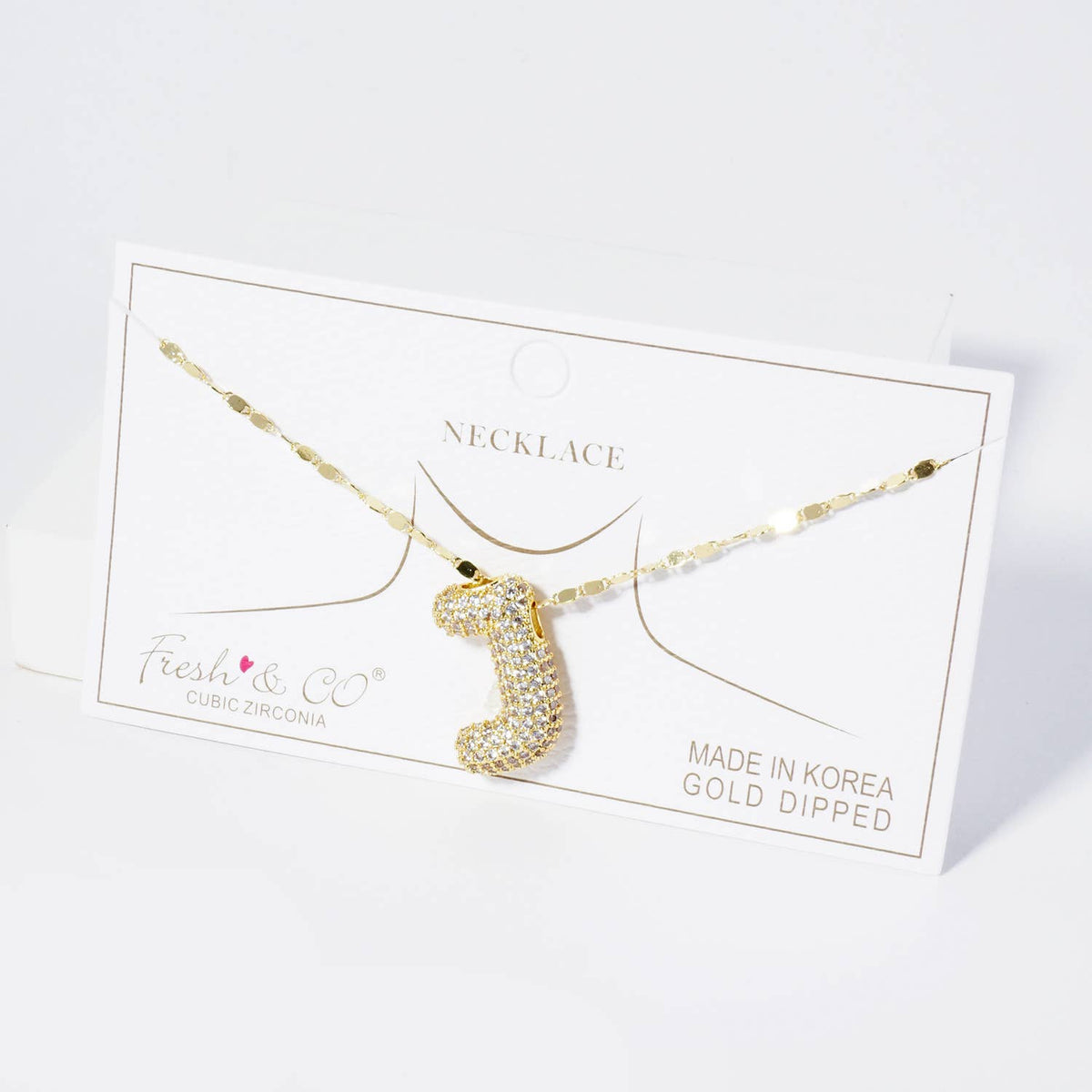 18K Gold Dipped Pave Set CZ Bubble Initial Pendant Necklace