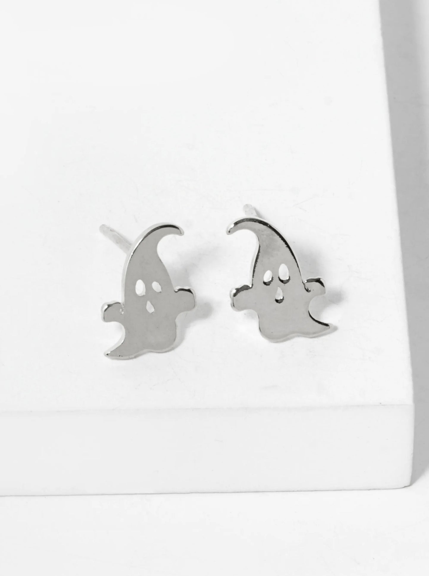 18K Gold Dipped 10mm Brass Ghost Sterling Silver Post Halloween Stud Earrings