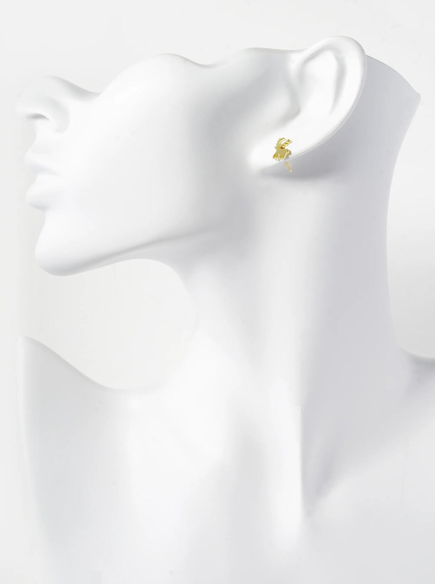 18K Gold Dipped 10mm Brass Rudolph Deer Sterling Silver Post Christmas Stud Earrings