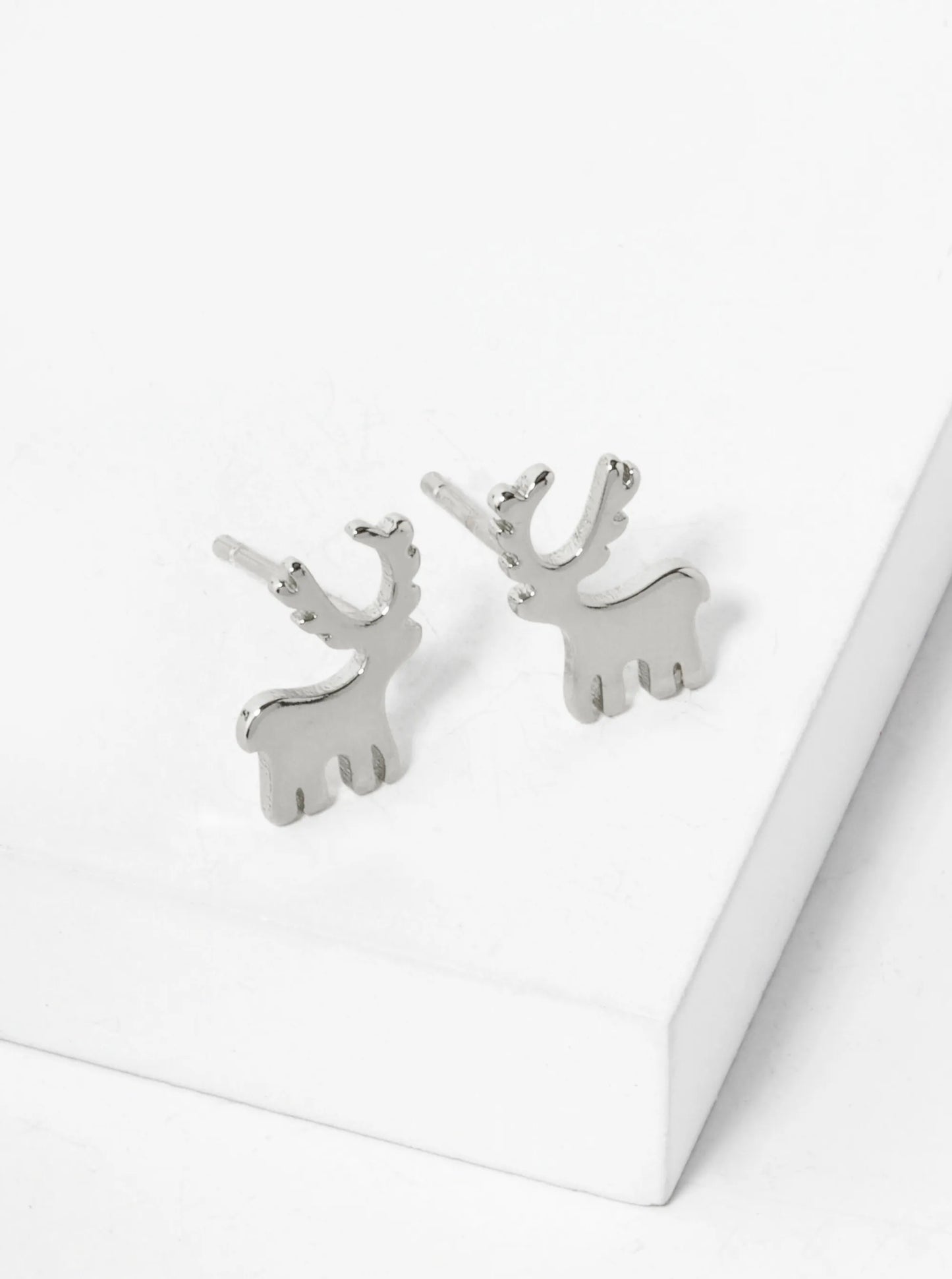 18K Gold Dipped 10mm Brass Rudolph Deer Sterling Silver Post Christmas Stud Earrings
