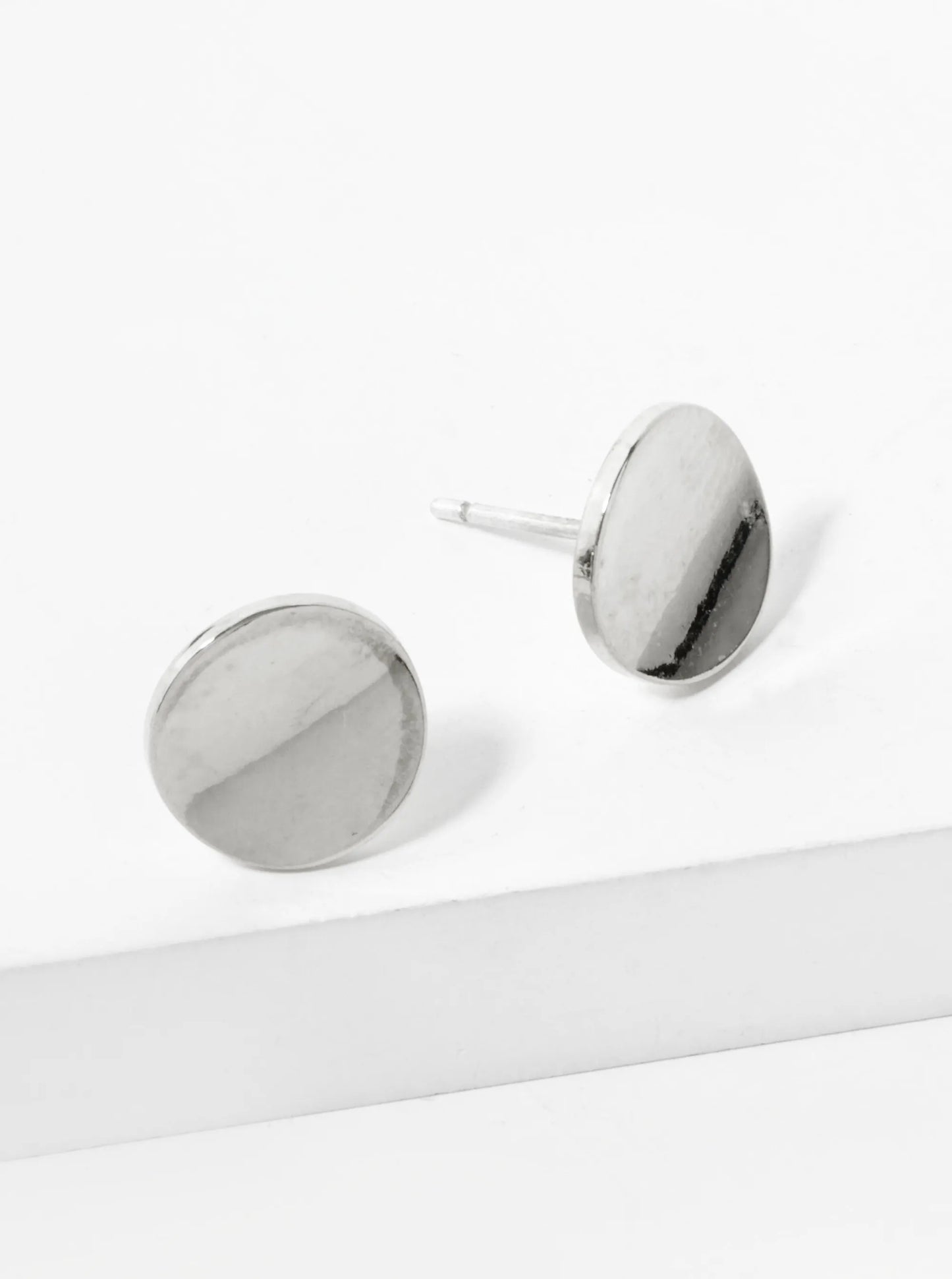 18K Gold Dipped 10mm Curved Brass Round Sterling Silver Post Stud Earrings