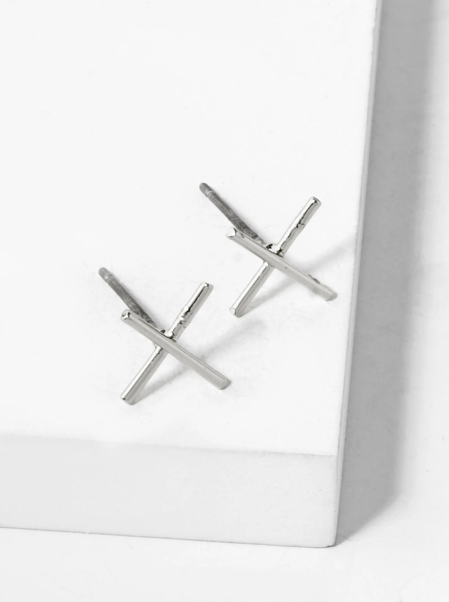 18K Gold Dipped 10mm Delicate Brass X Shape Sterling Silver Post Stud Earrings