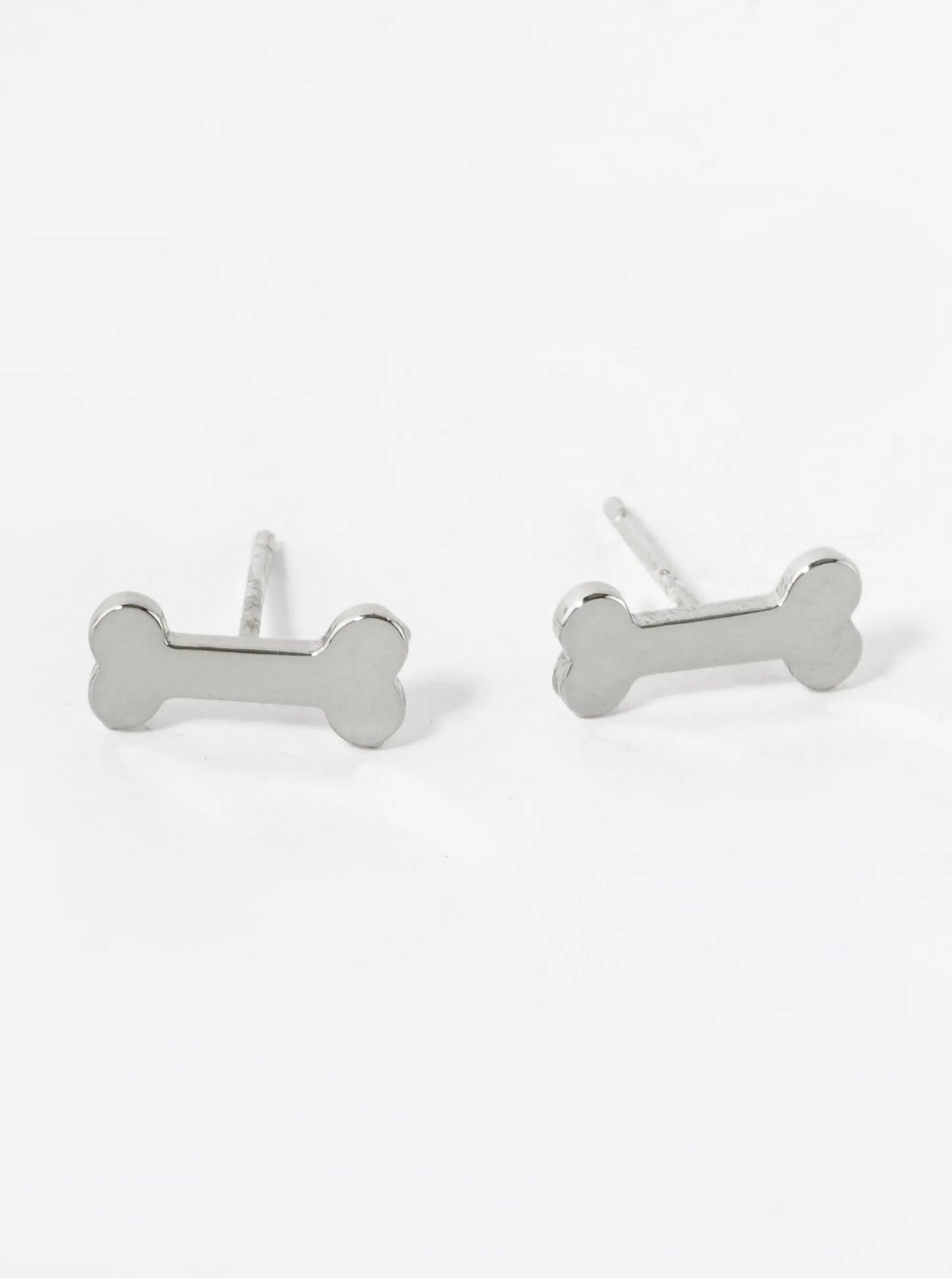 18K Gold Dipped 11mm Flat Dog Themed Bone Treats Stud Earrings