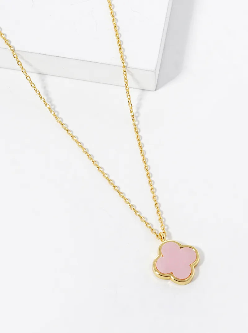 18K Gold Dipped 11mm Quatrefoil Pendant Necklace