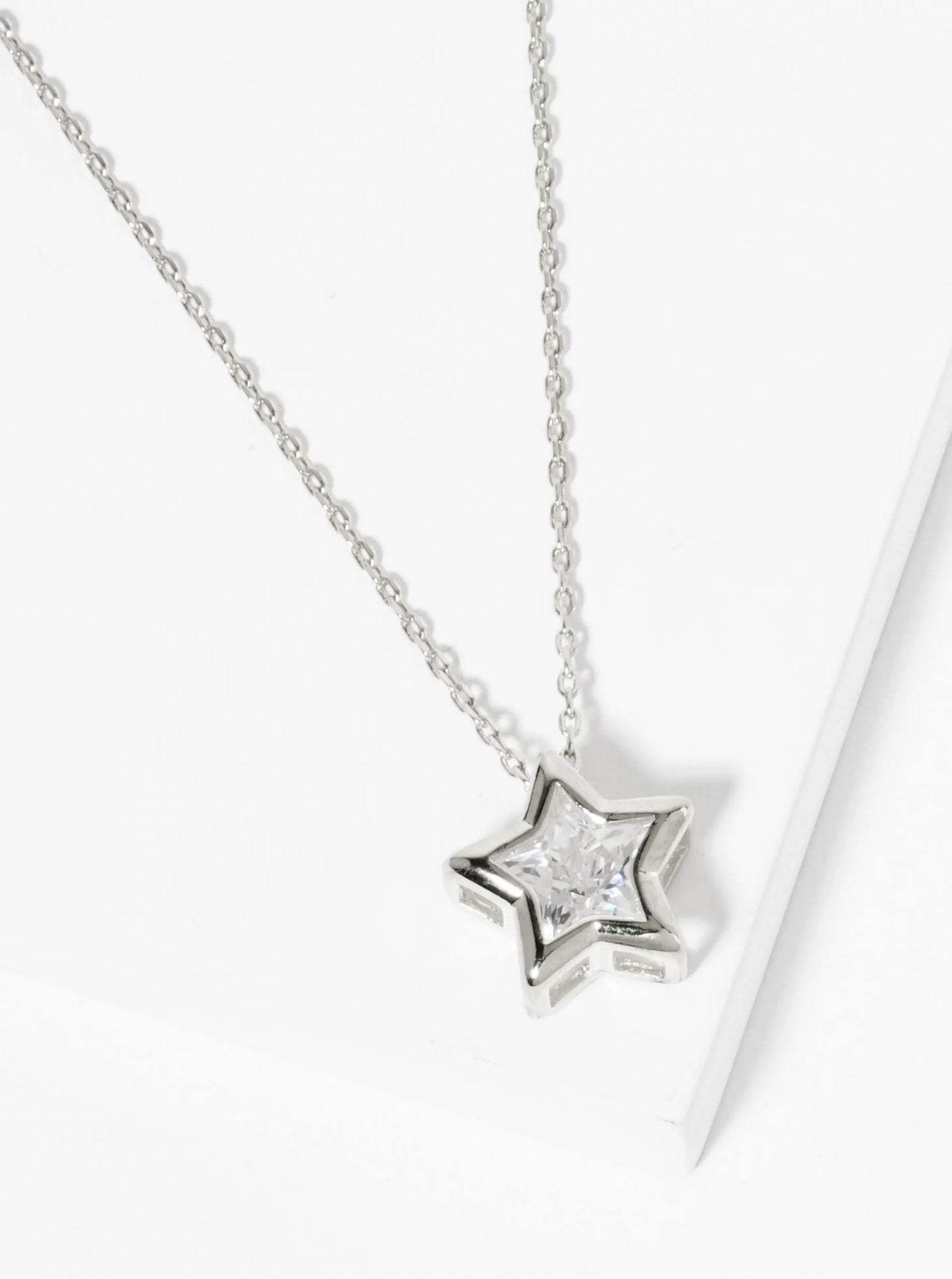 18K Gold Dipped 12mm Bezel Set CZ Star Pendant Necklace