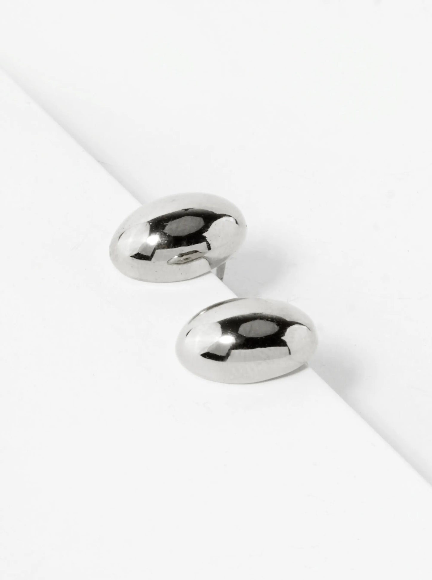 18K Gold Dipped 12mm Brass Puffy Oval Sterling Silver Post Stud Earrings