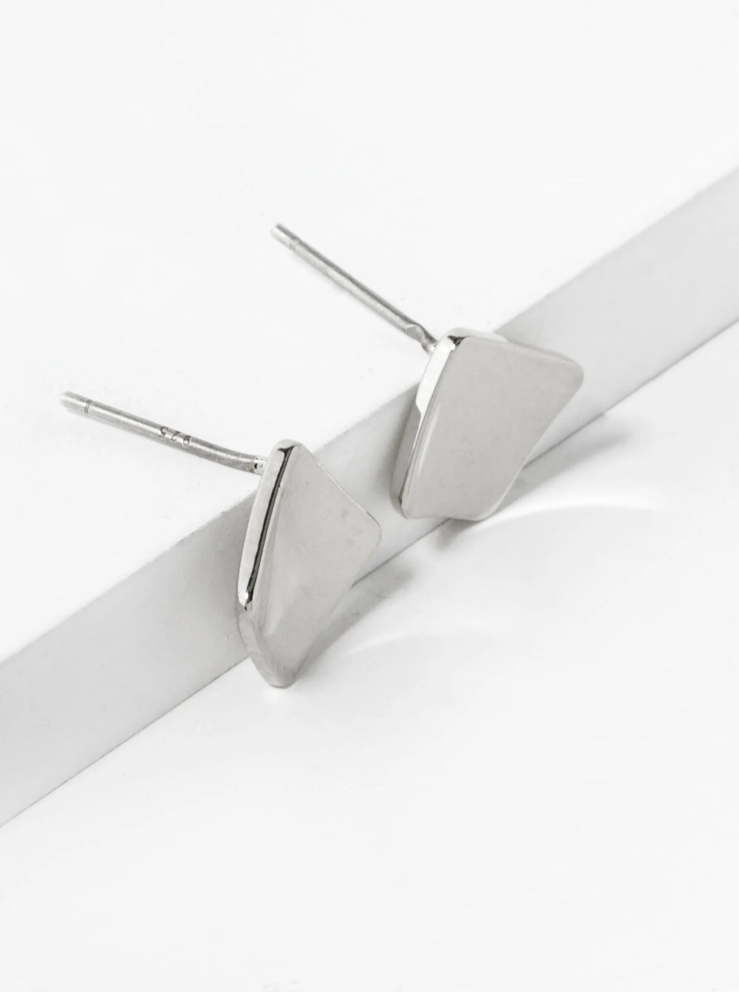 18K Gold Dipped 12mm Curved Brass Rhombus Sterling Silver Post Stud Earrings