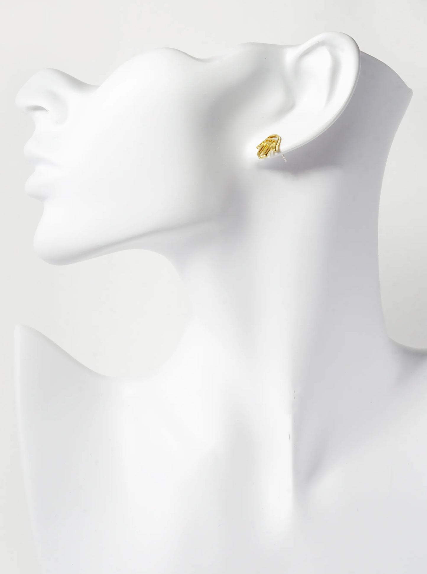 18K Gold Dipped 12mm Filigree Brass Hamsa Sterling Silver Post Stud Earrings