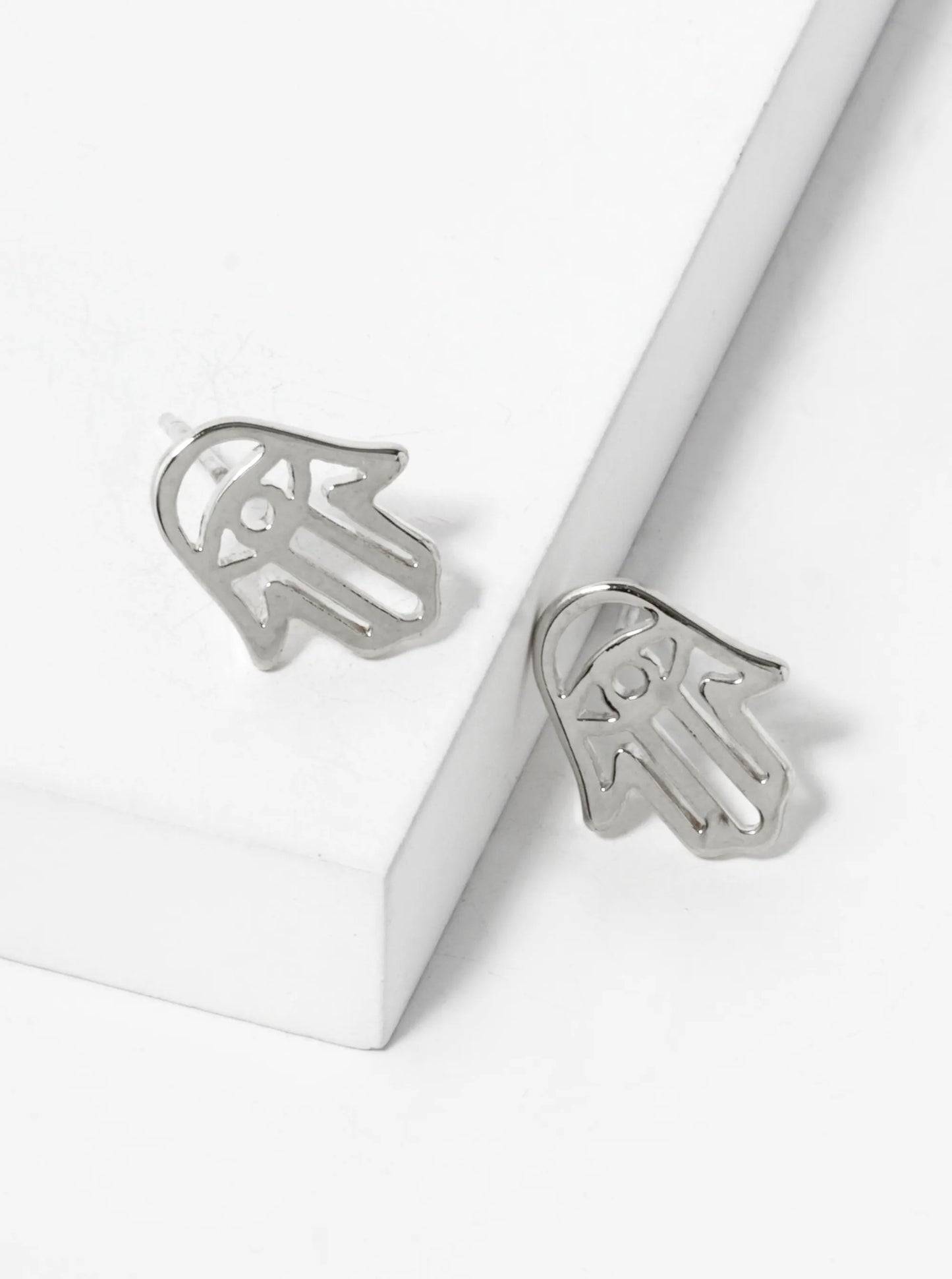 18K Gold Dipped 12mm Filigree Brass Hamsa Sterling Silver Post Stud Earrings