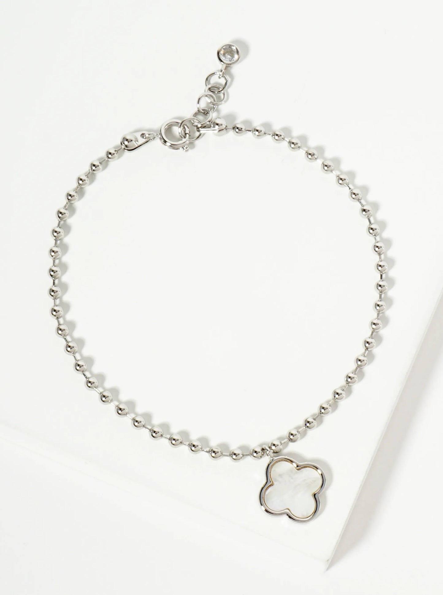 18K Gold Dipped 12mm Quatrefoil Charm Ball Chain Bracelet