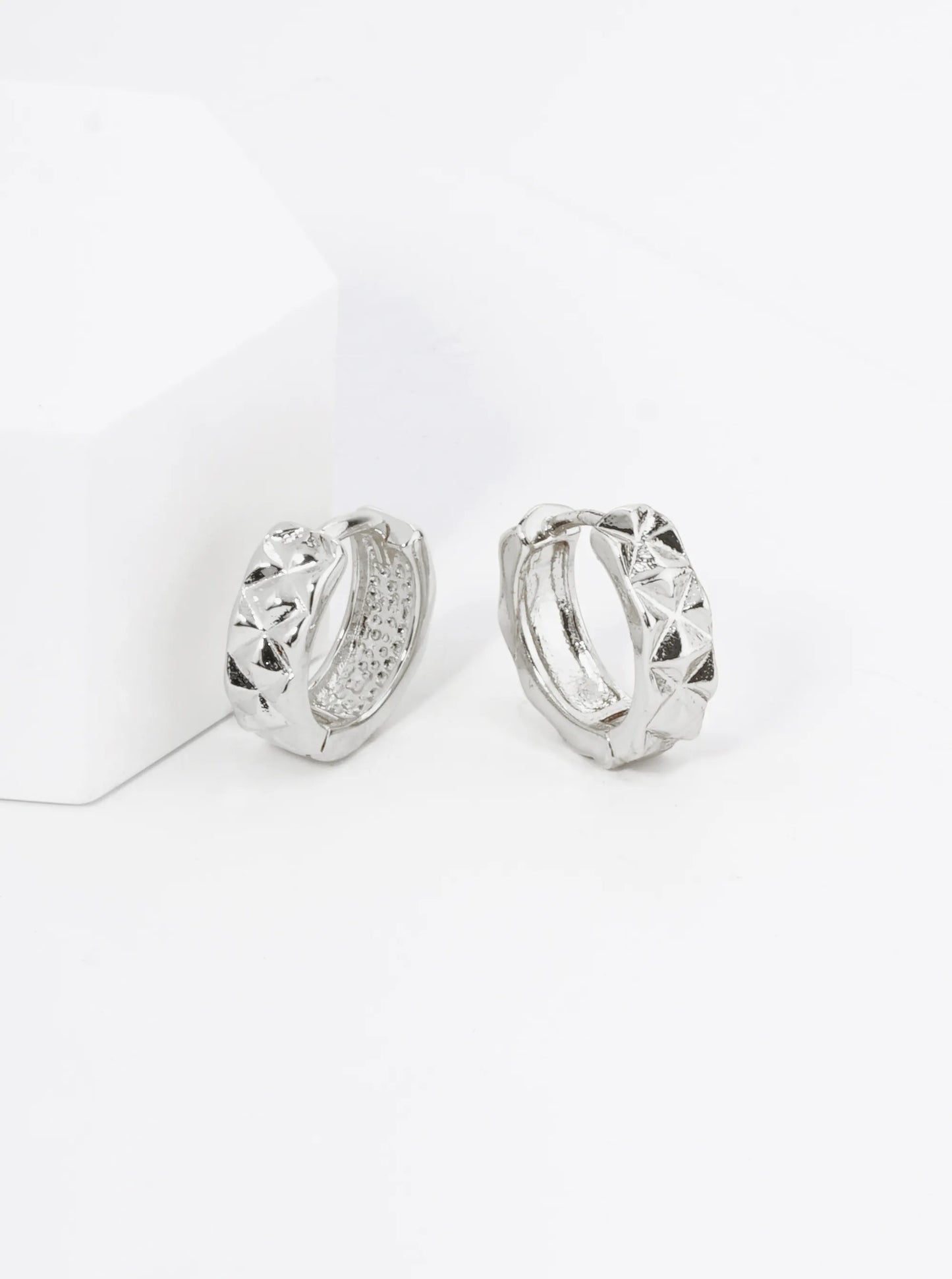 18K Gold Dipped 12mm Studded Brass Huggie Hoop Earrings