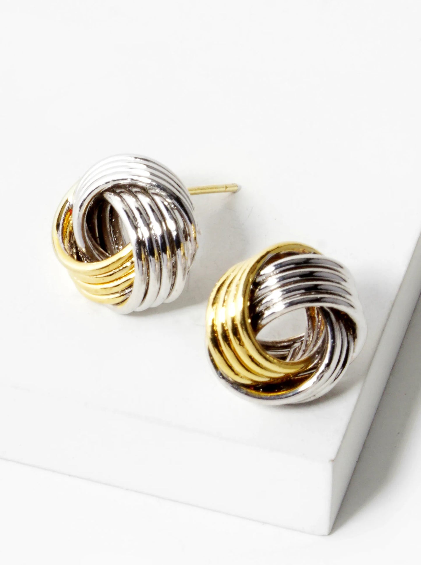 18K Gold Dipped 13mm Love Knot Stud Earrings