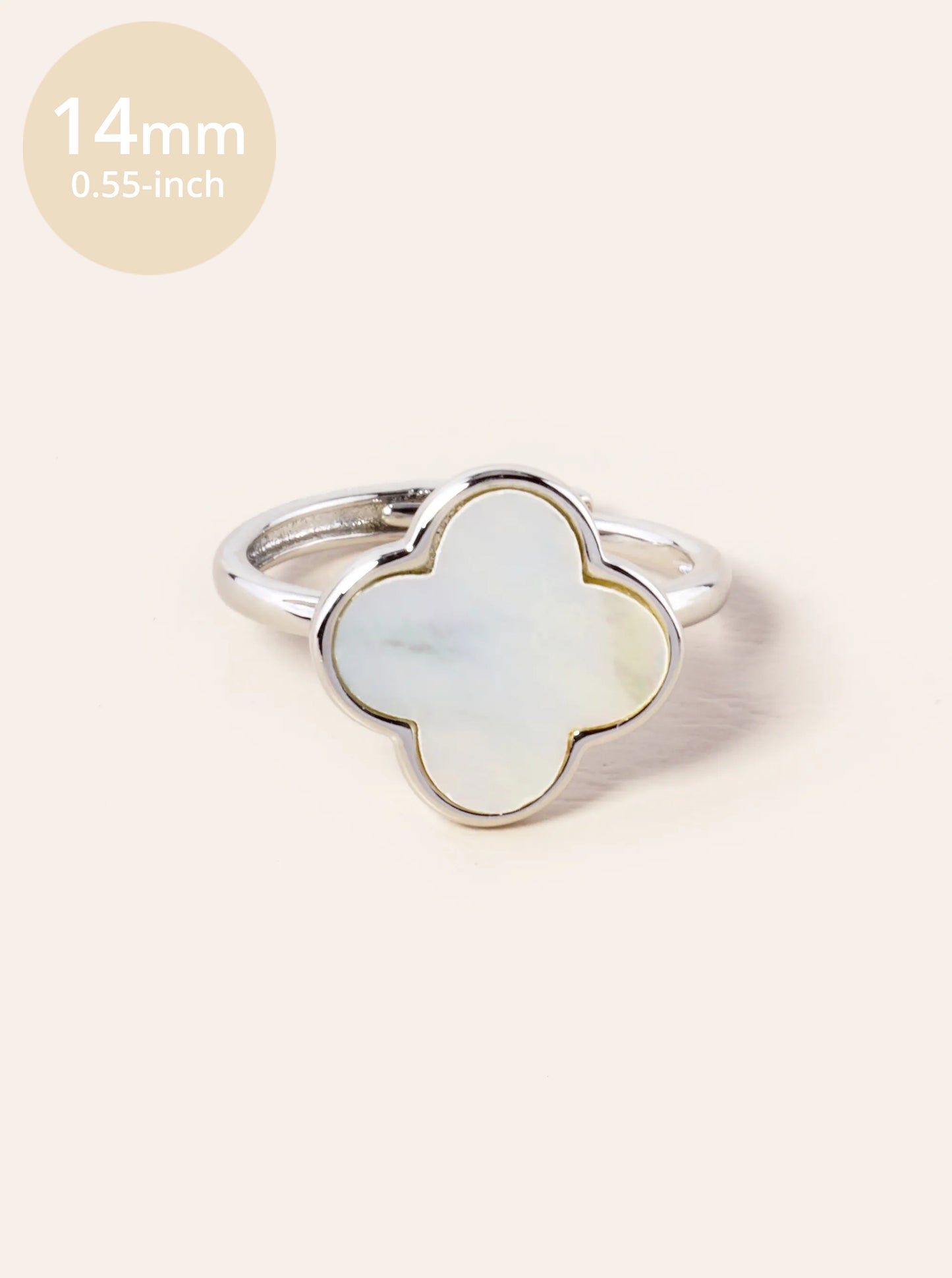 18K Gold Dipped 14mm Semi-Precious Quatrefoil Adjustable Ring