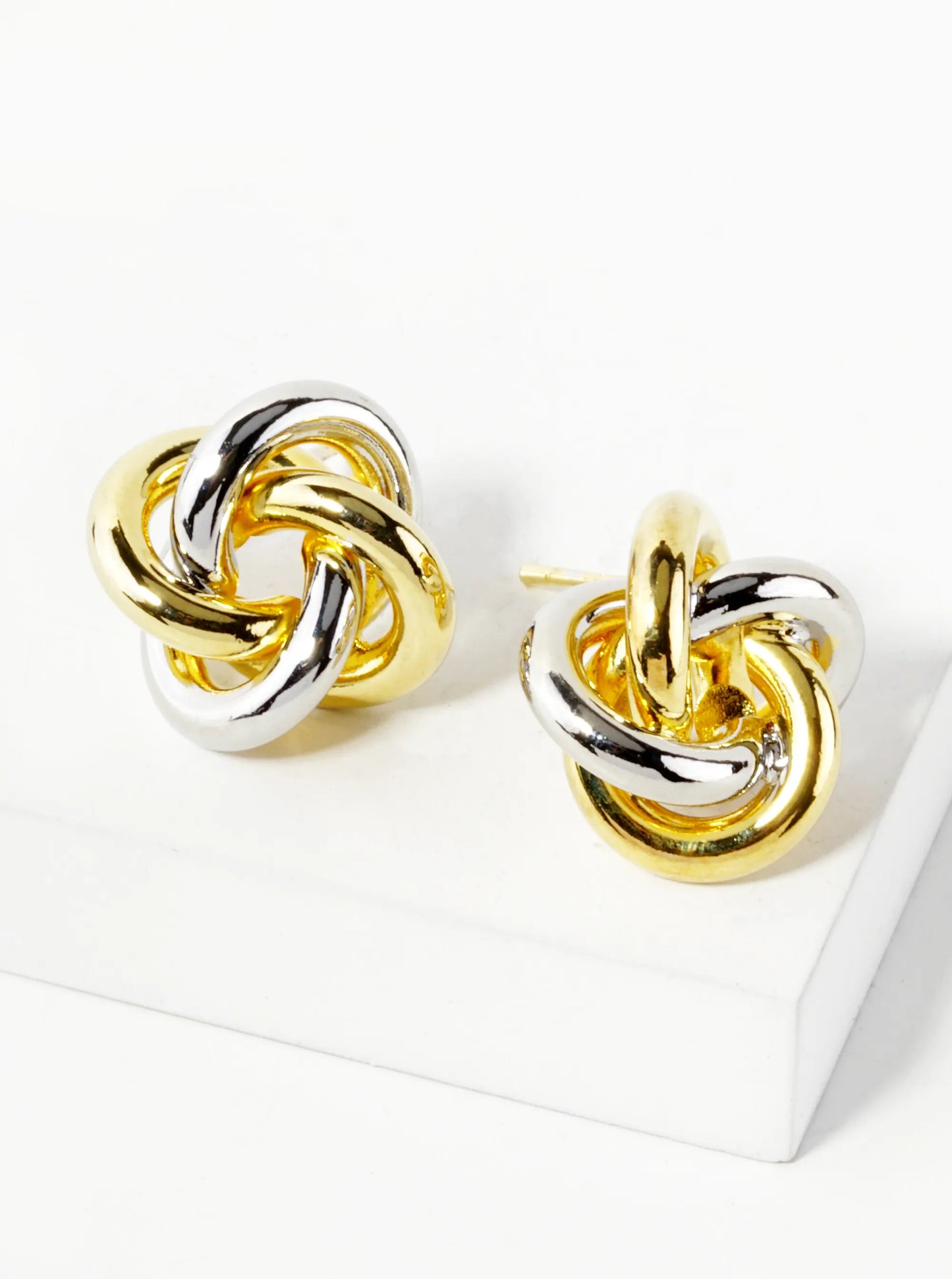 18K Gold Dipped 15mm Love Knot Stud Earrings