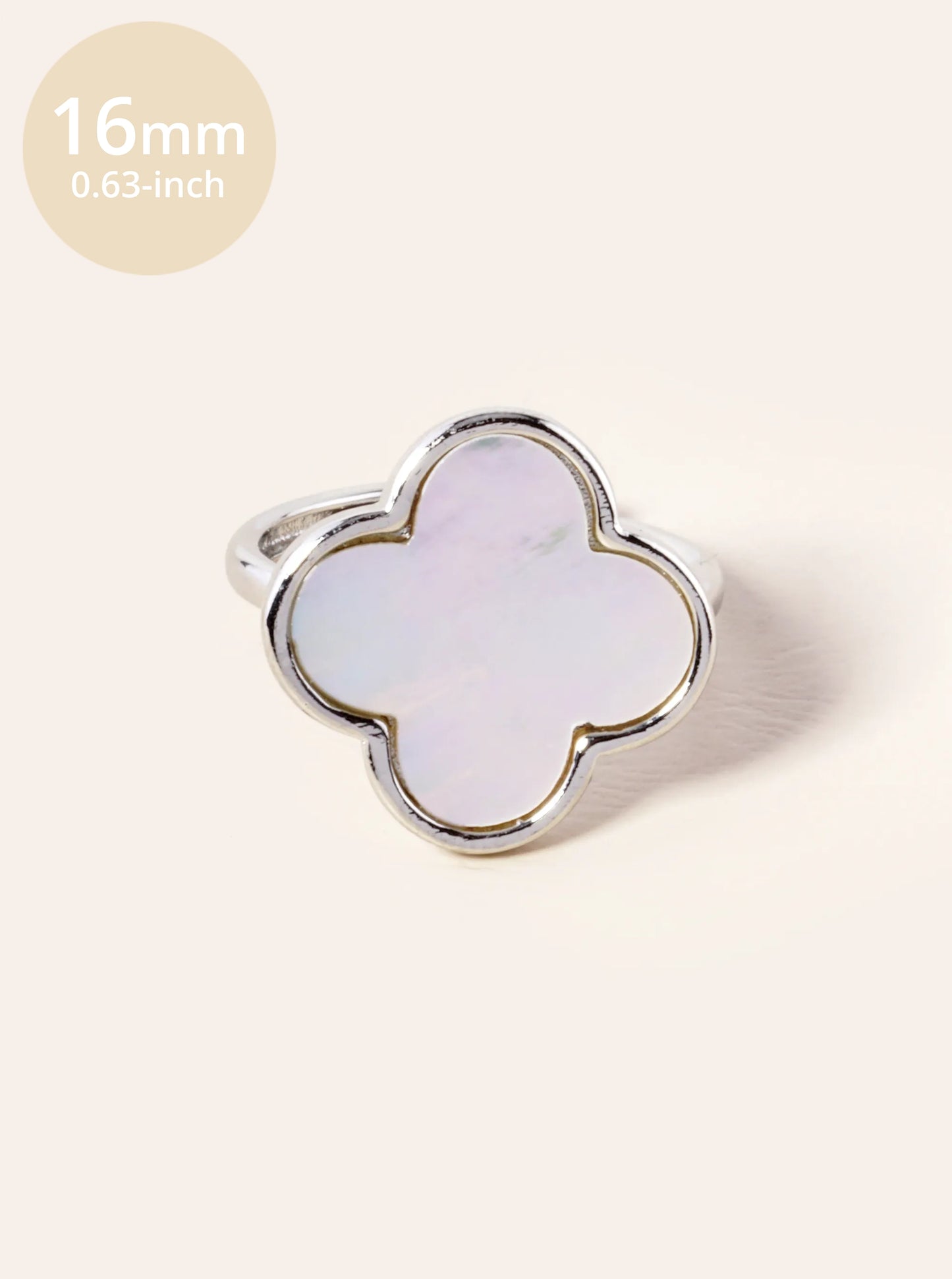 18K Gold Dipped 16mm Semi-Precious Quatrefoil Adjustable Ring