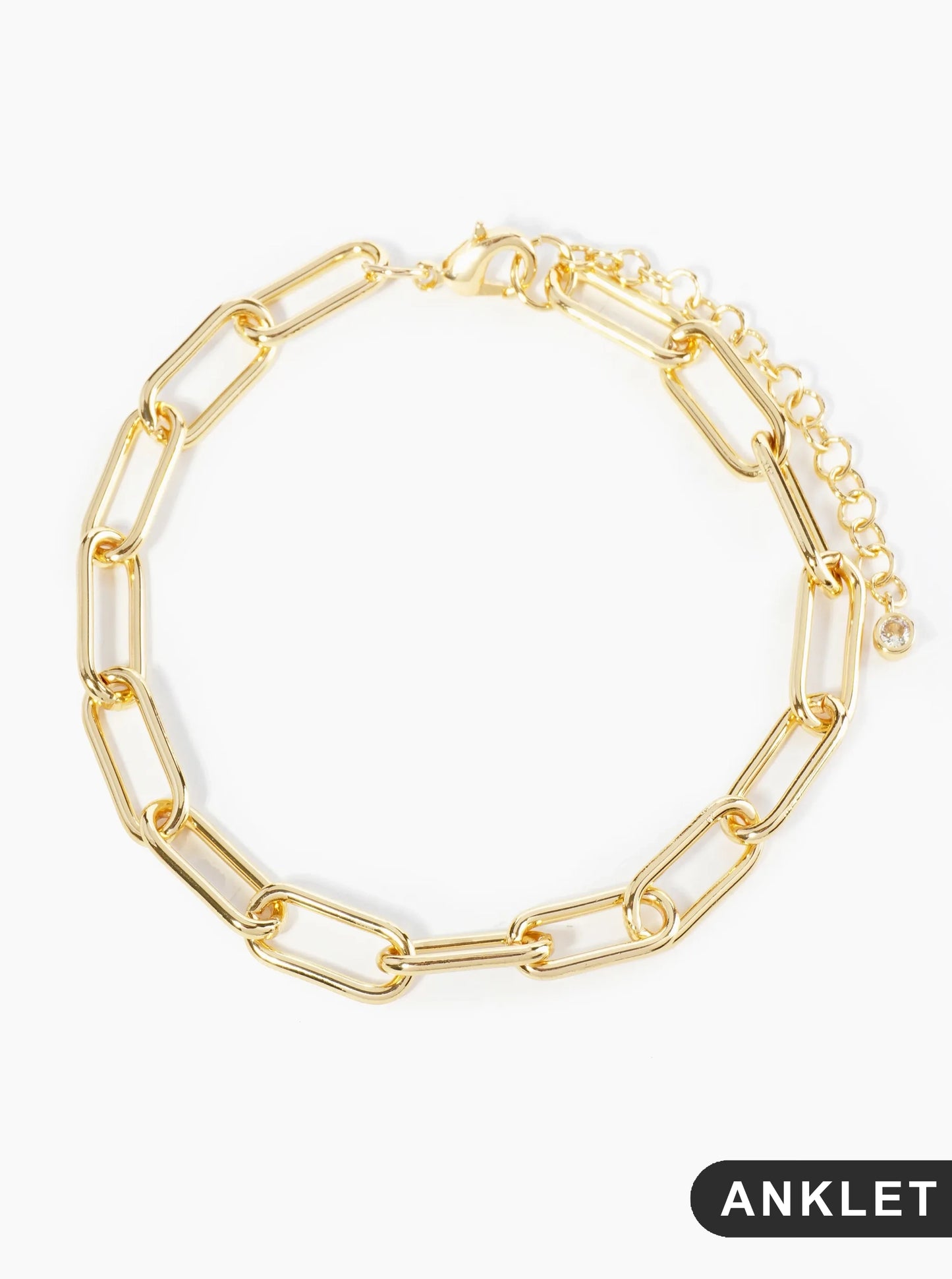 18K Gold Dipped 17mm Brass Link Chain Anklet