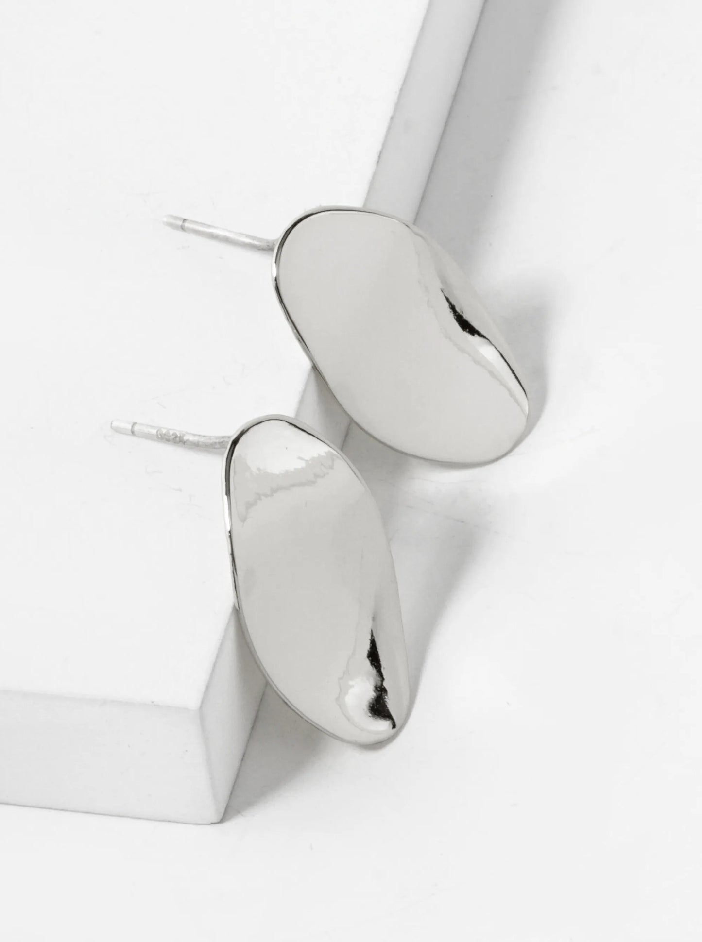 18K Gold Dipped 18mm Curved Brass Oval Sterling Silver Post Stud Earrings