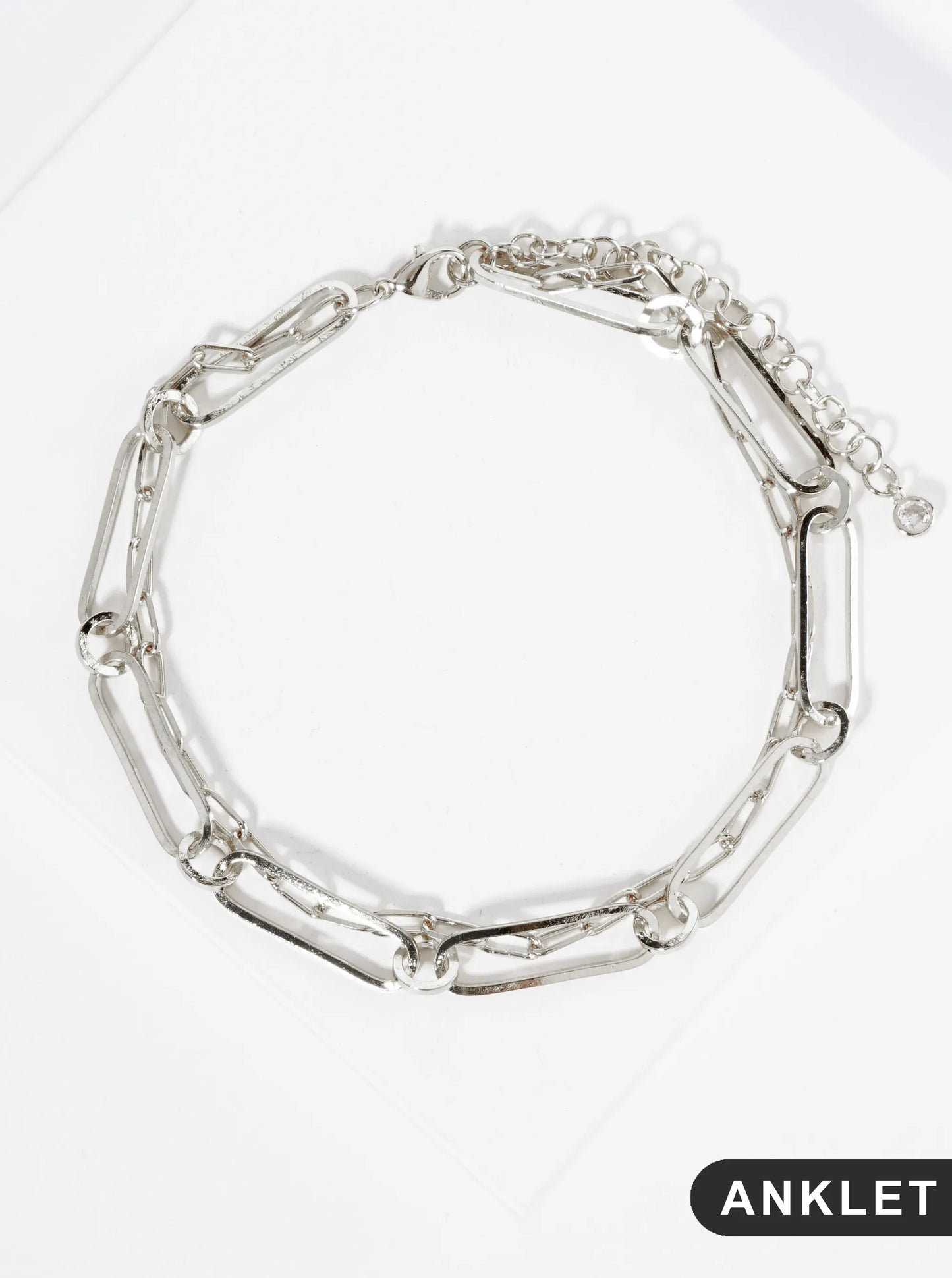 18K Gold Dipped 20mm 6mm Brass Layered Link Chain Anklet