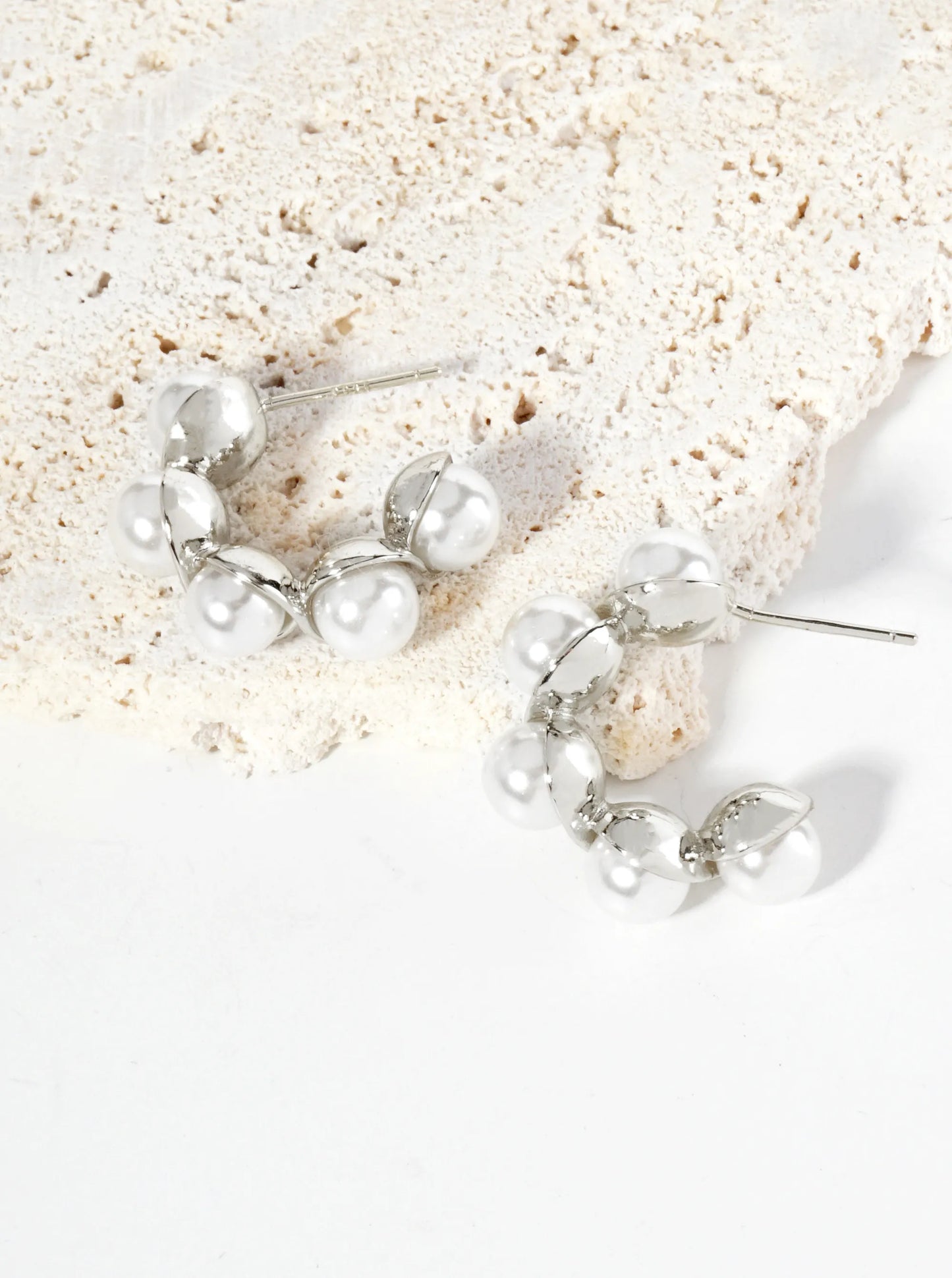 18K Gold Dipped 20mm Pearl Beaded Hoop Earrings