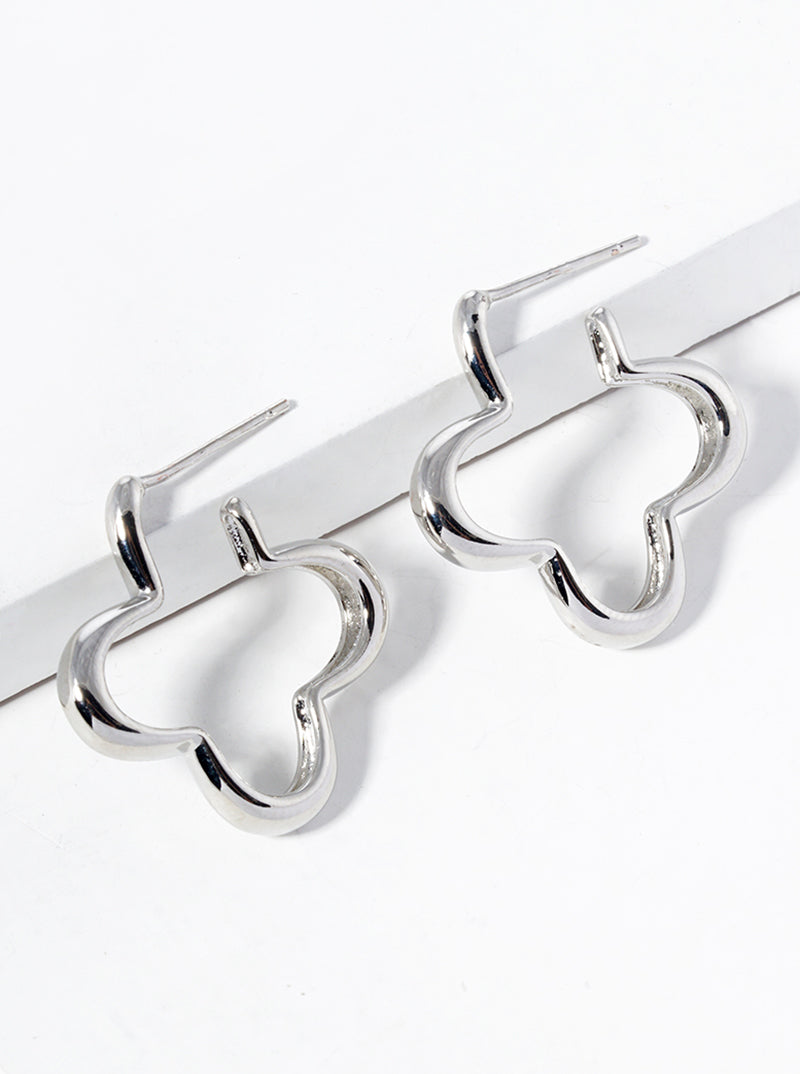 18K Gold Dipped 20mm Quatrefoil Open Hoop Earrings