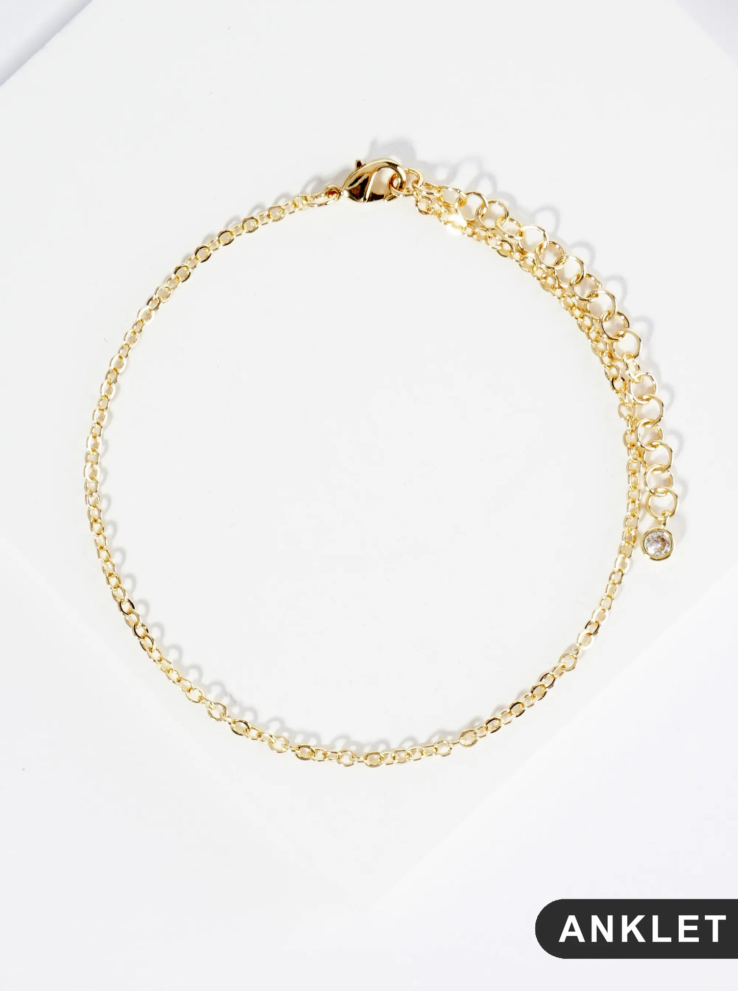 18K Gold Dipped 2mm Classic Brass Chain Anklet