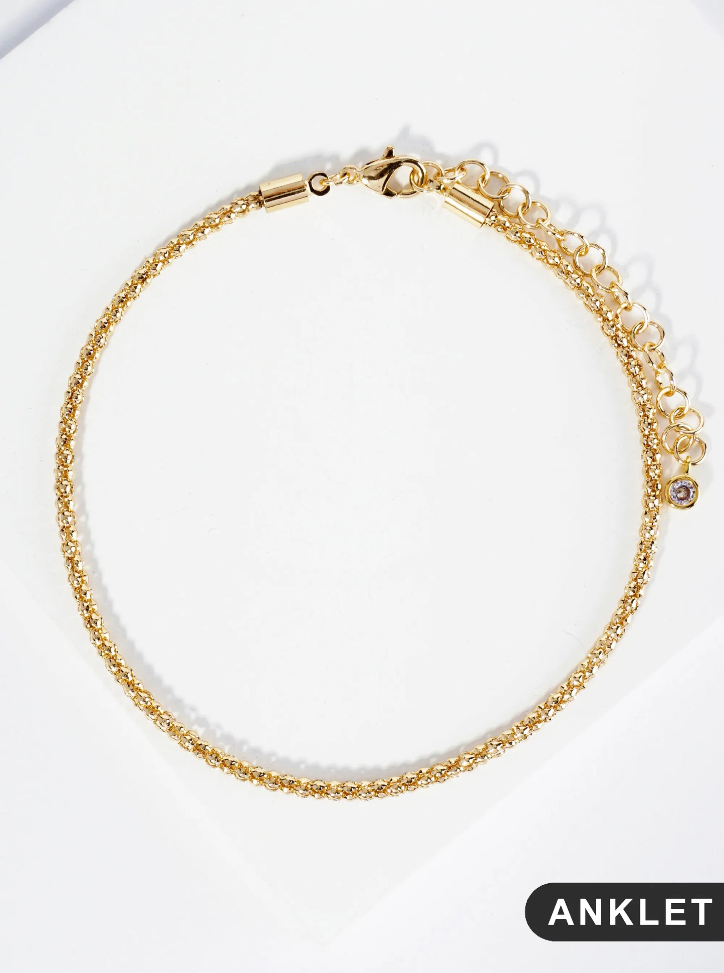 18K Gold Dipped 2mm Unique Brass Chain Anklet