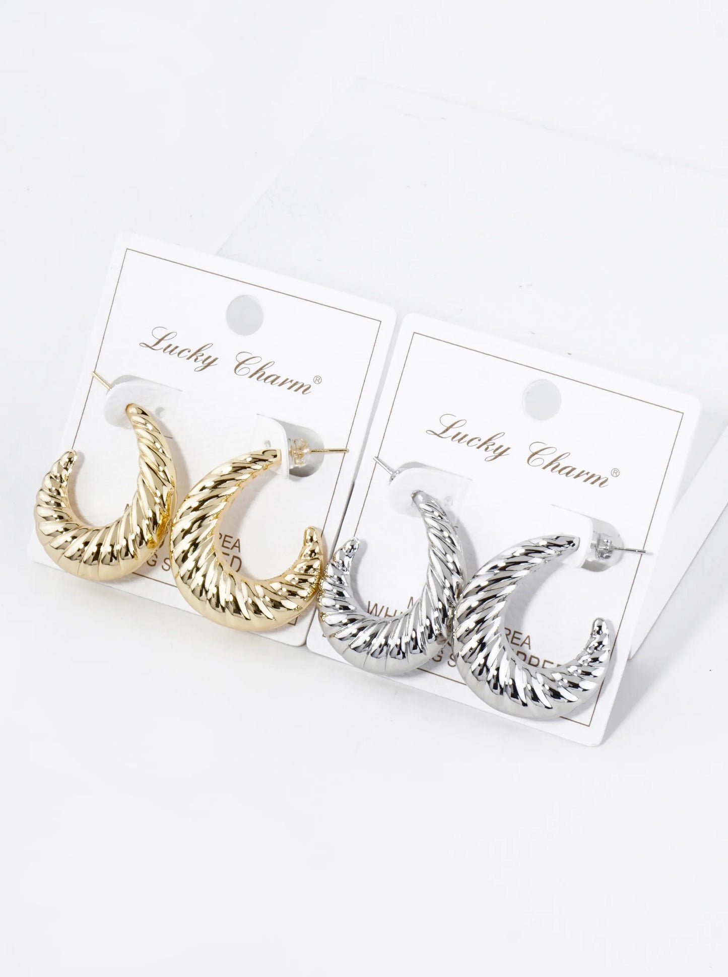 18K Gold Dipped 30mm Hollow Croissant Hoop Earrings