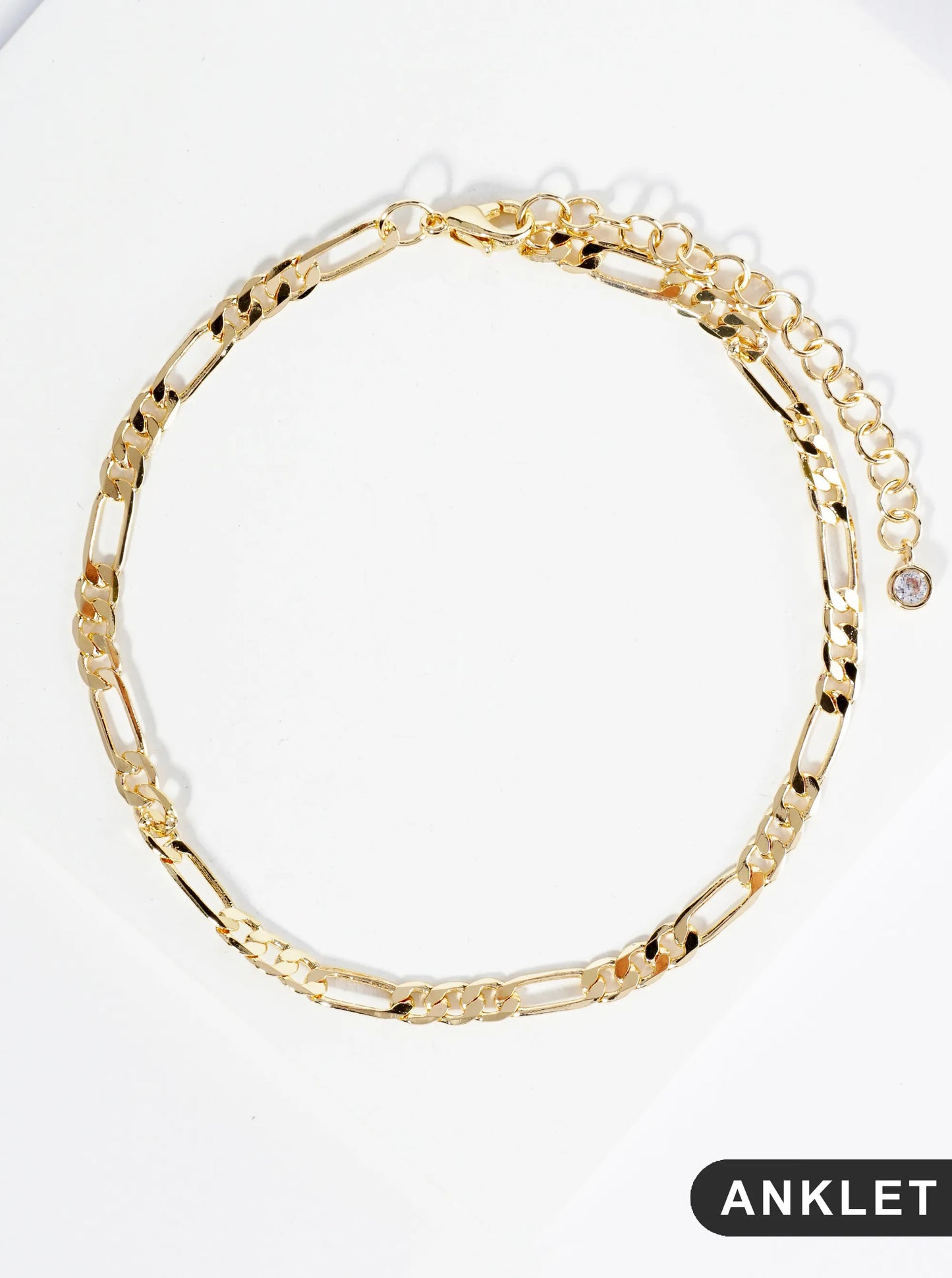 18K Gold Dipped 3mm Brass Figaro Link Chain Anklet