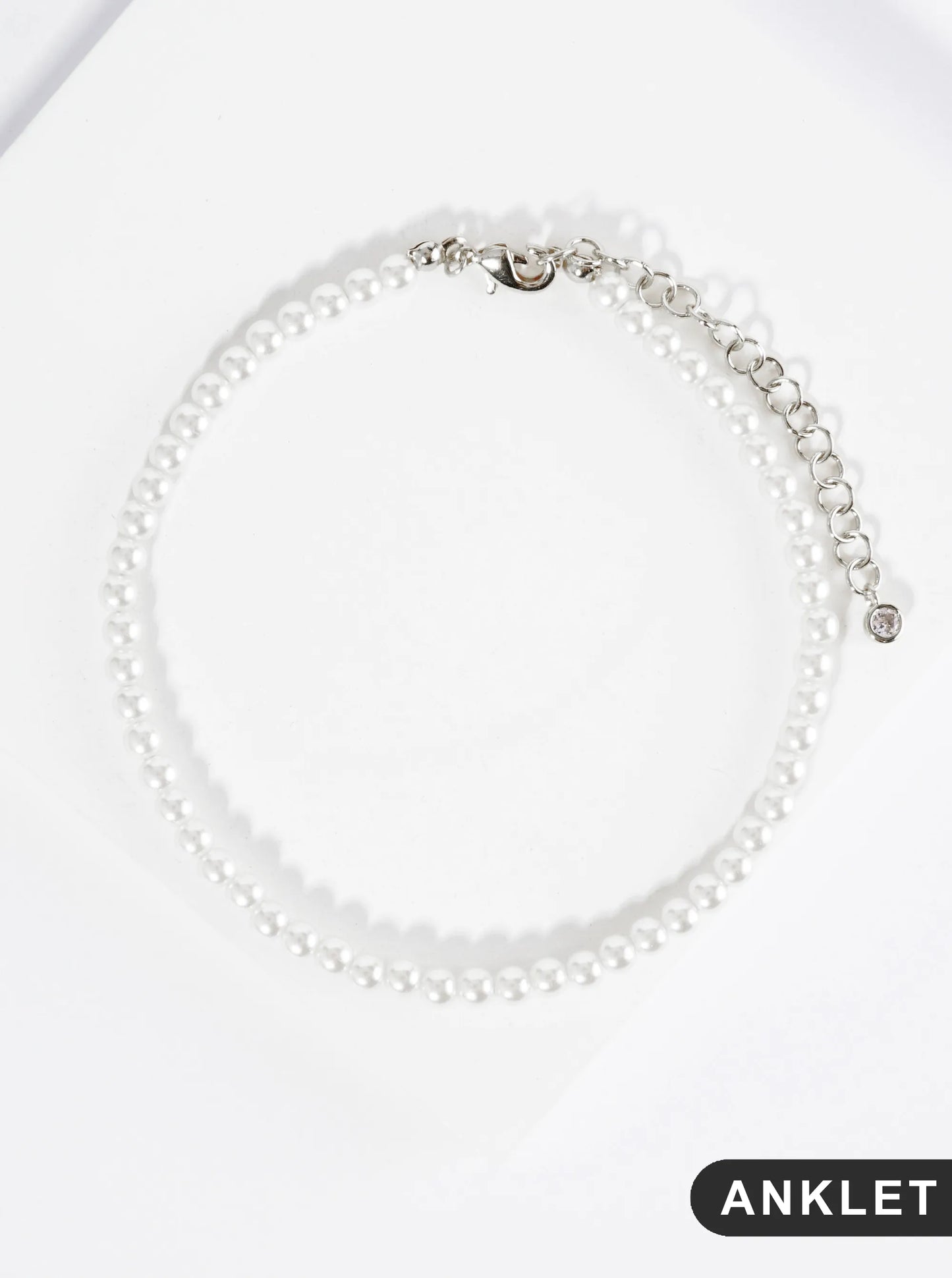 18K Gold Dipped 4mm Glass Pearl Anklet