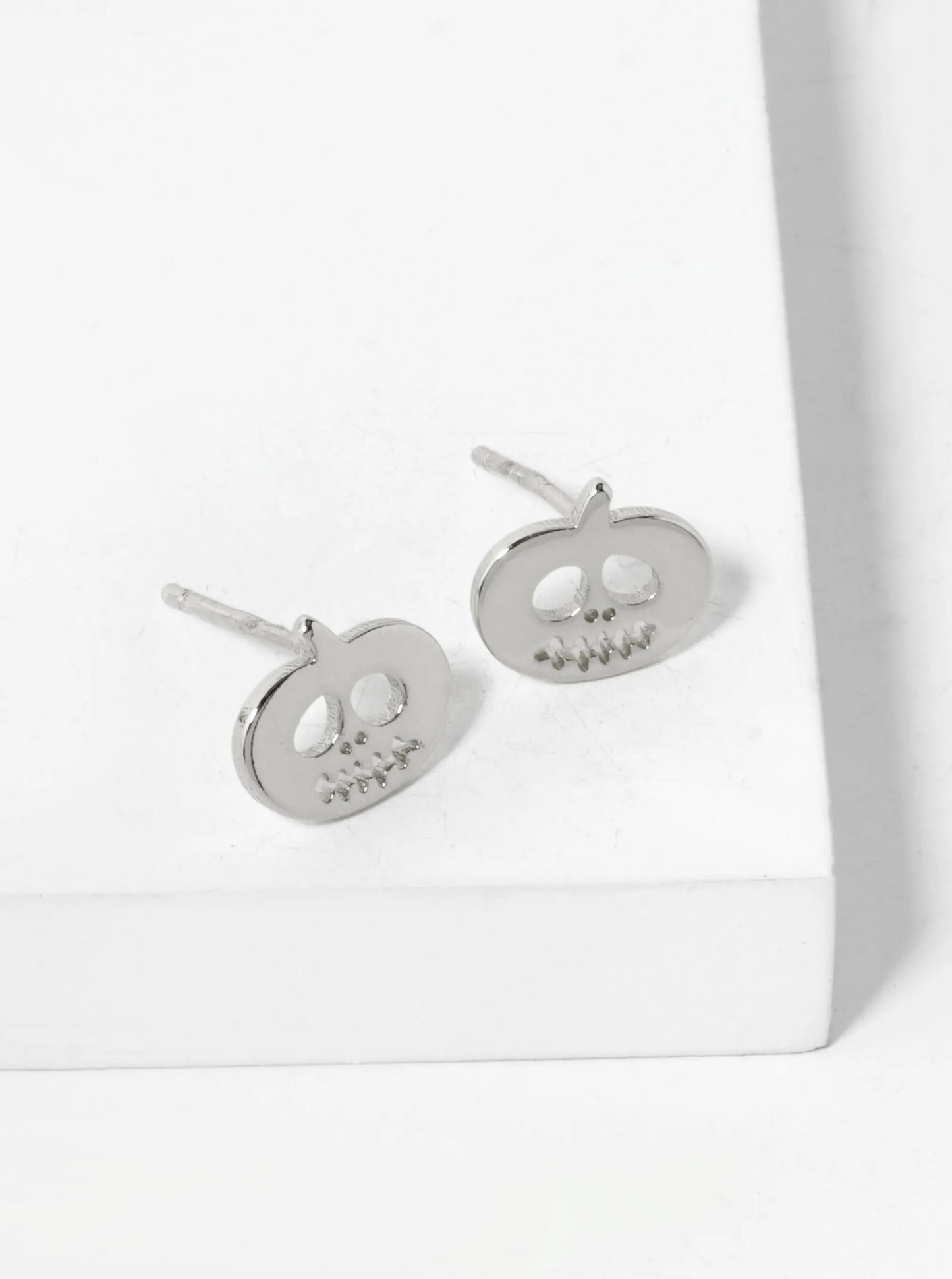 18K Gold Dipped 6mm Brass Pumpkin Sterling Silver Post Halloween Stud Earrings