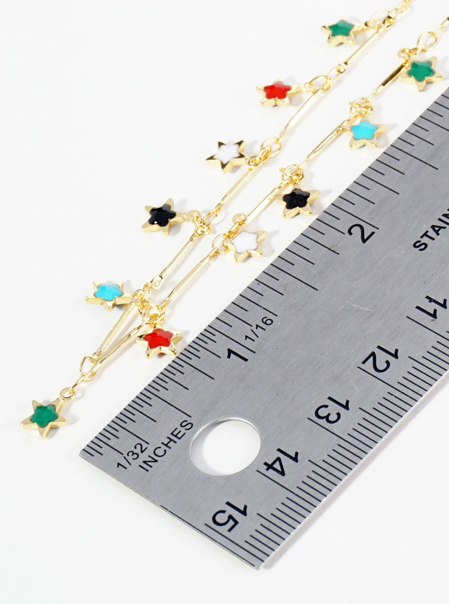 18K Gold Dipped 6mm Enamel Star Charms Brass Chain Anklet