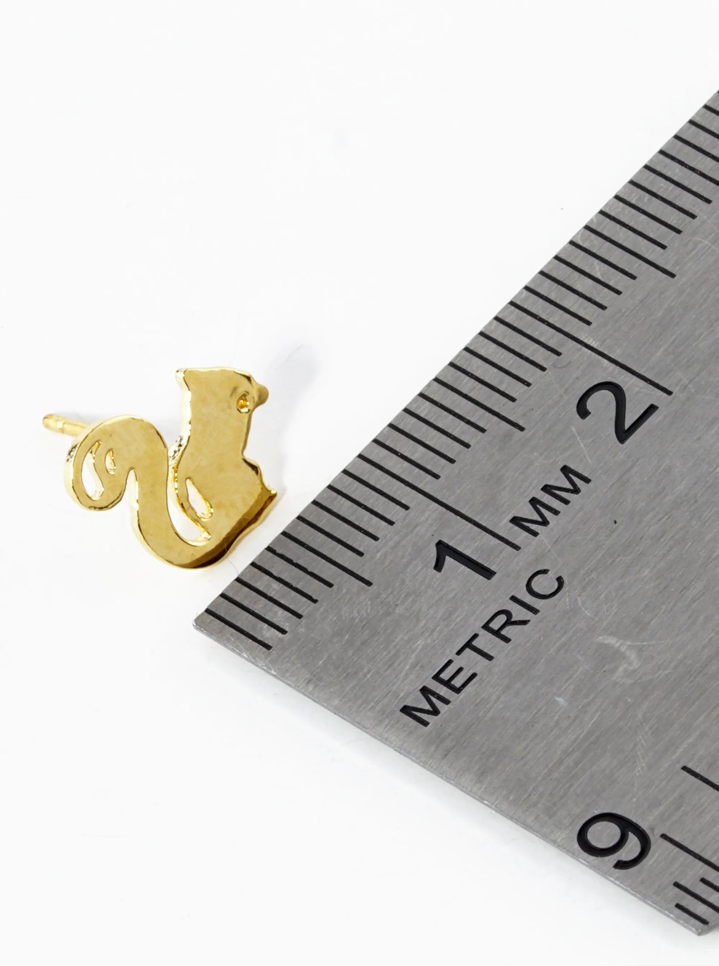 18K Gold Dipped 9mm Flat Squirrel Stud Earrings