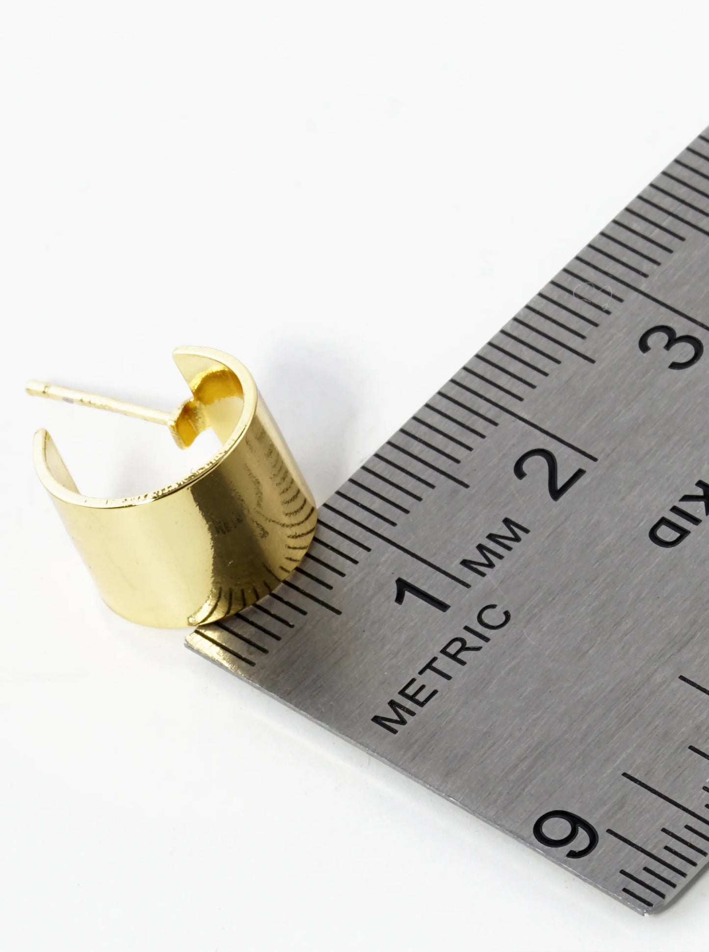 18K Gold Dipped 9mm Wide 12mm Minimalist Brass Hoop Earrings