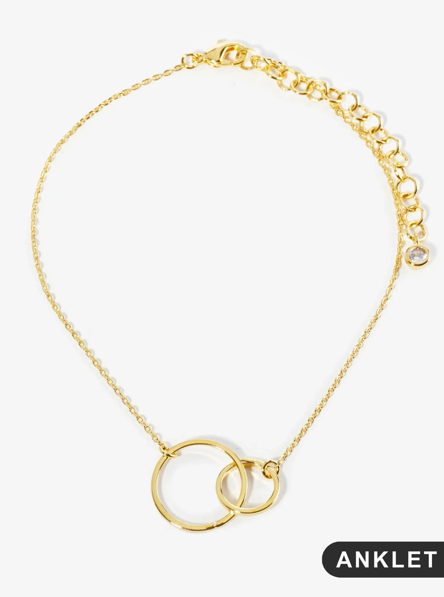 18K Gold Dipped Brass Interlocking Two Circles Chain Anklet