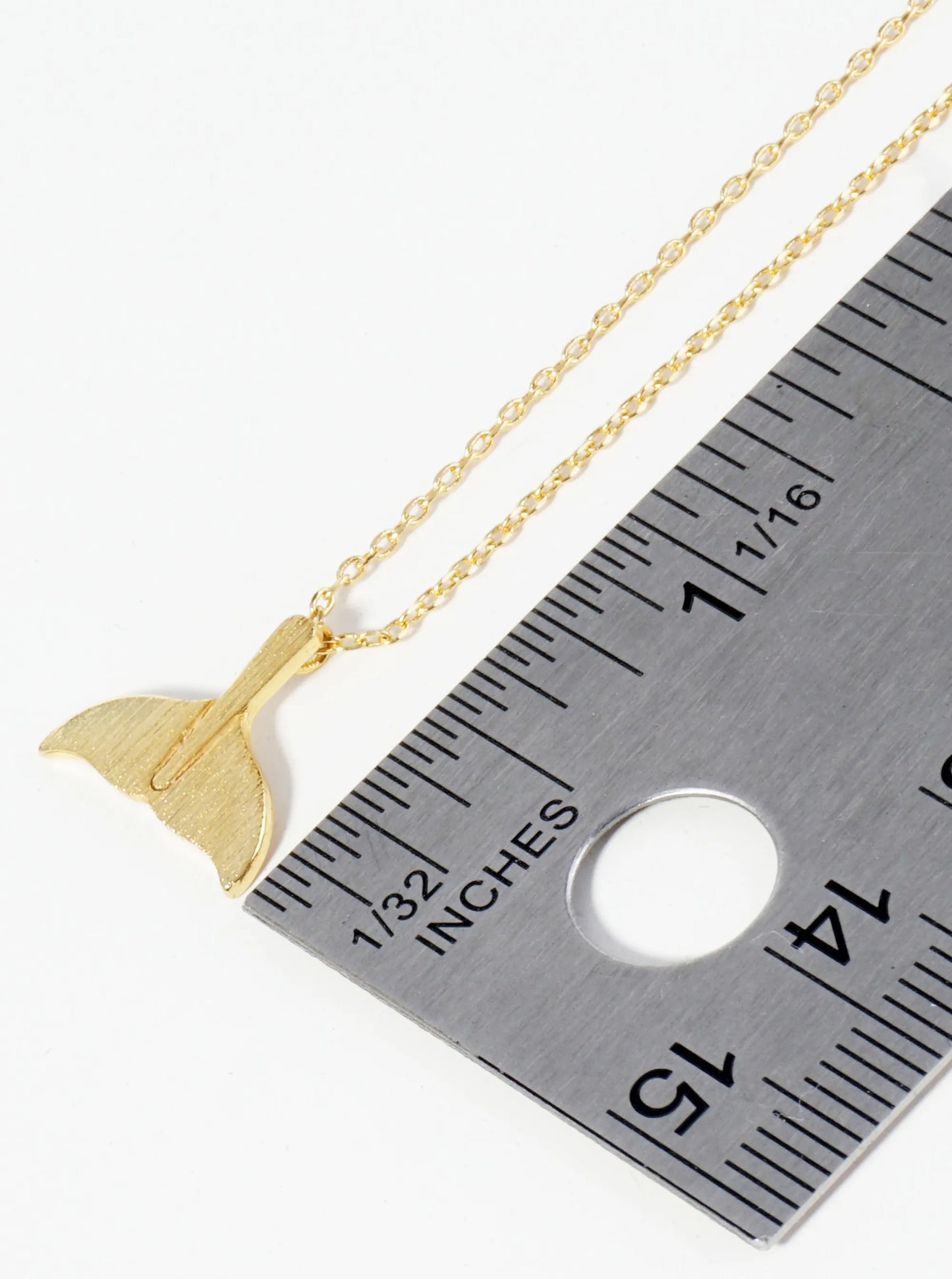18K Gold Dipped Brushed Brass Whale Tail Pendant Necklace